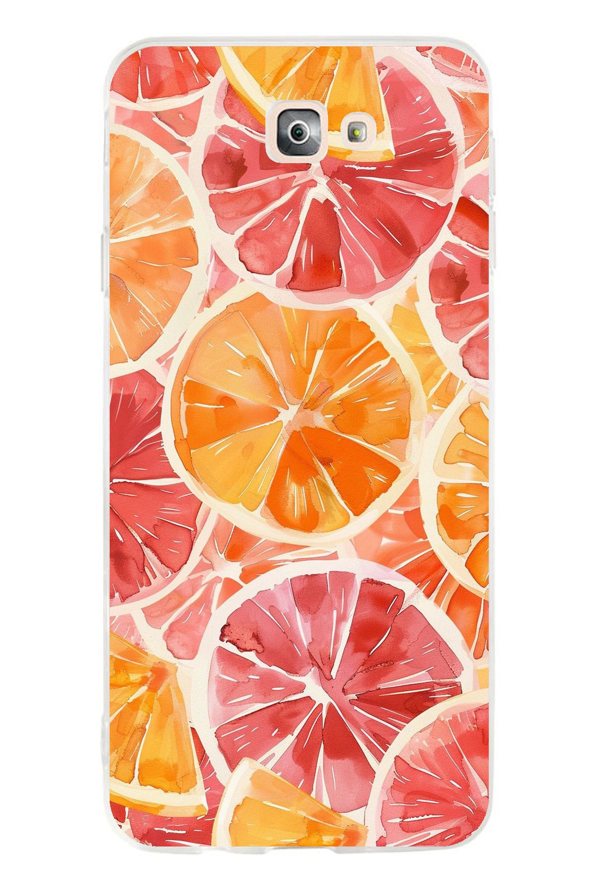 TechTree Samsung Galaxy J7 Prime Uyumlu Portakal Sulu Boya Şeffaf Silikon Kılıf