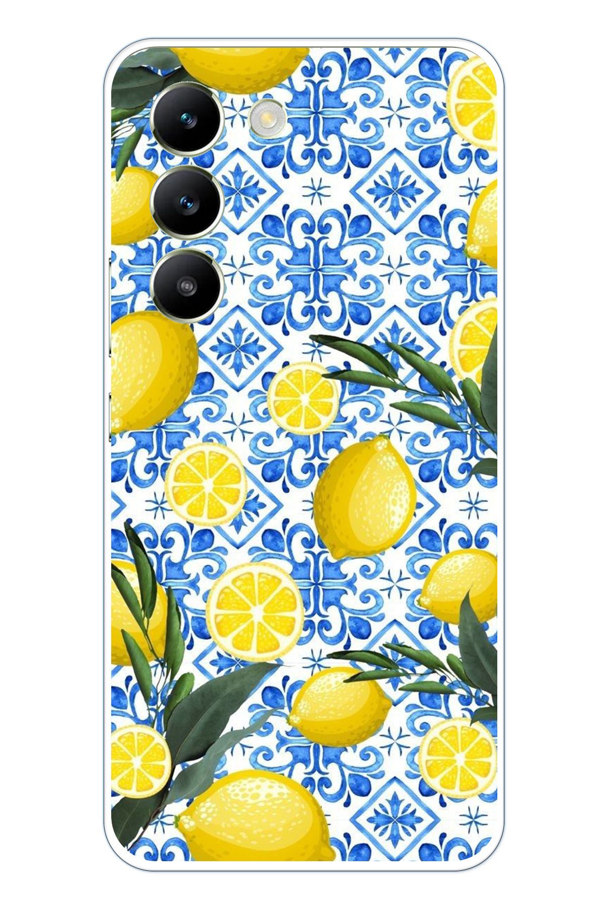 TechTree Vivo V30 Lite Uyumlu Limon Sulu Boya Şeffaf Silikon Kılıf