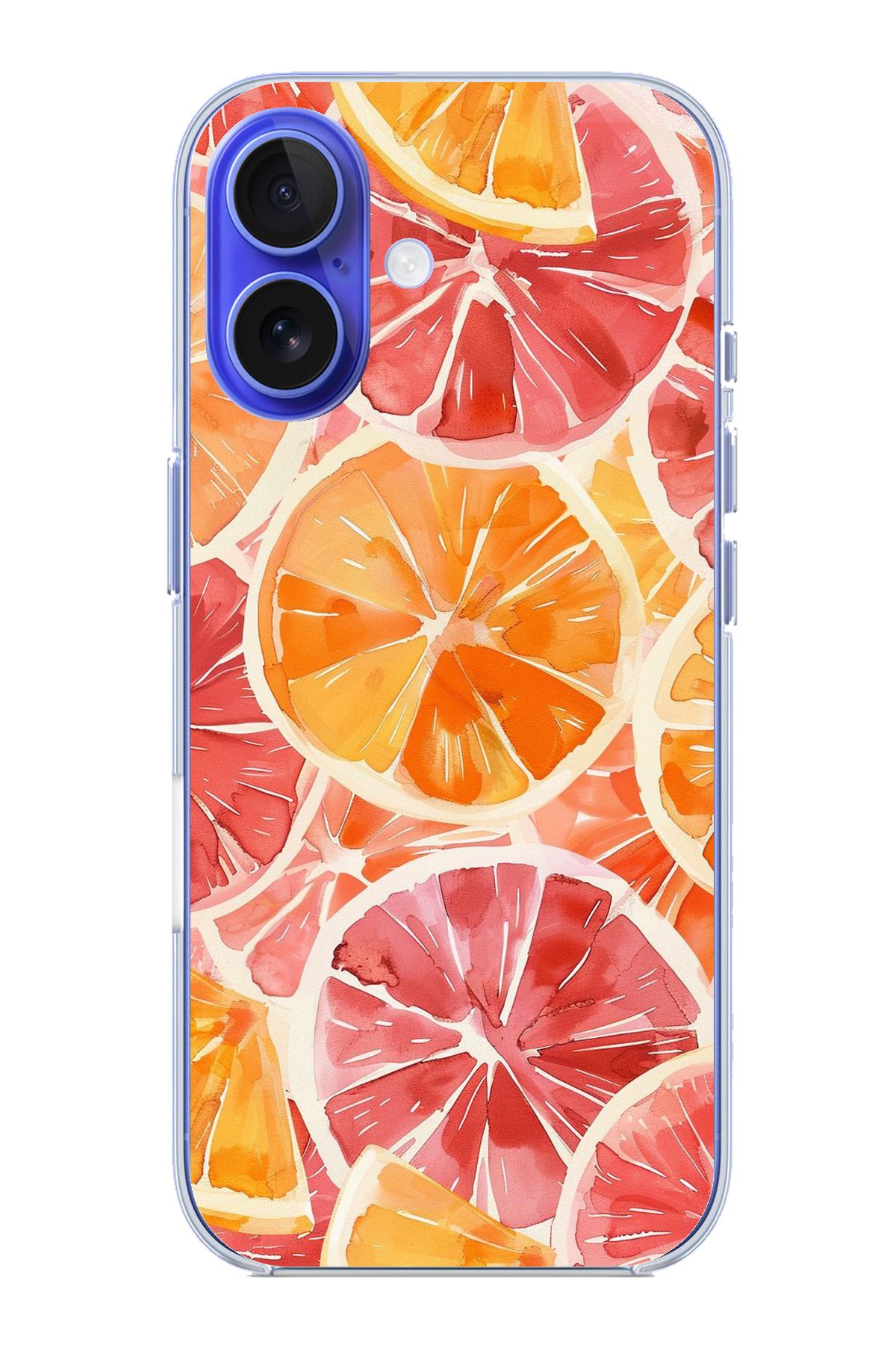 TechTree iPhone 16 Uyumlu Portakal Sulu Boya Şeffaf Silikon Kılıf