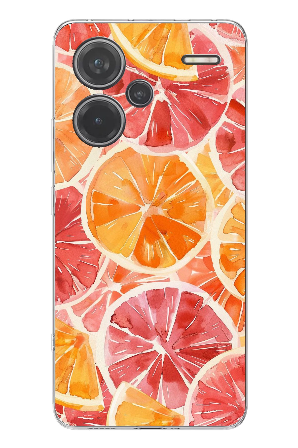 TechTree Redmi Note 13 PRO PLUS 5G Uyumlu Portakal Sulu Boya Şeffaf Silikon Kılıf