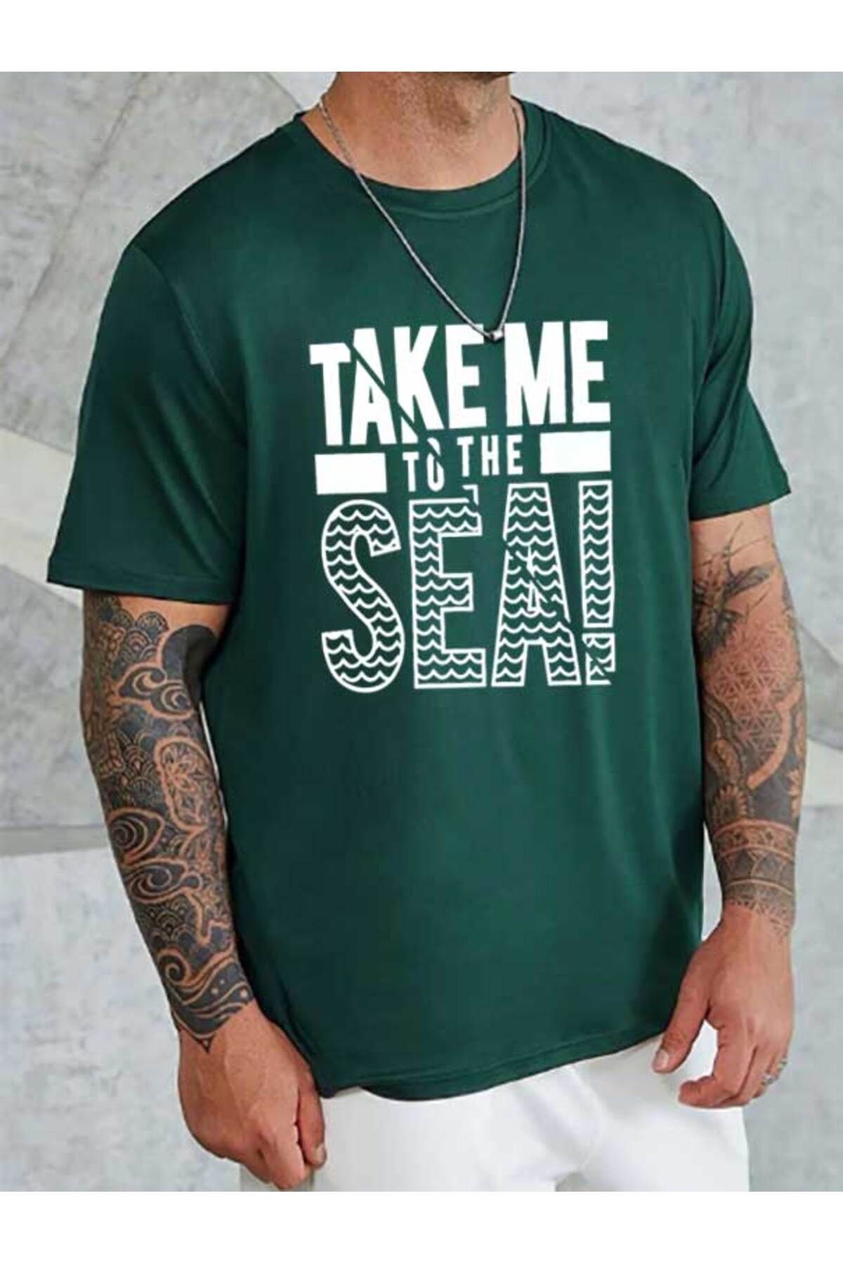 Tarzsokak Unisex Take Me Baskılı Bisiklet Yaka
