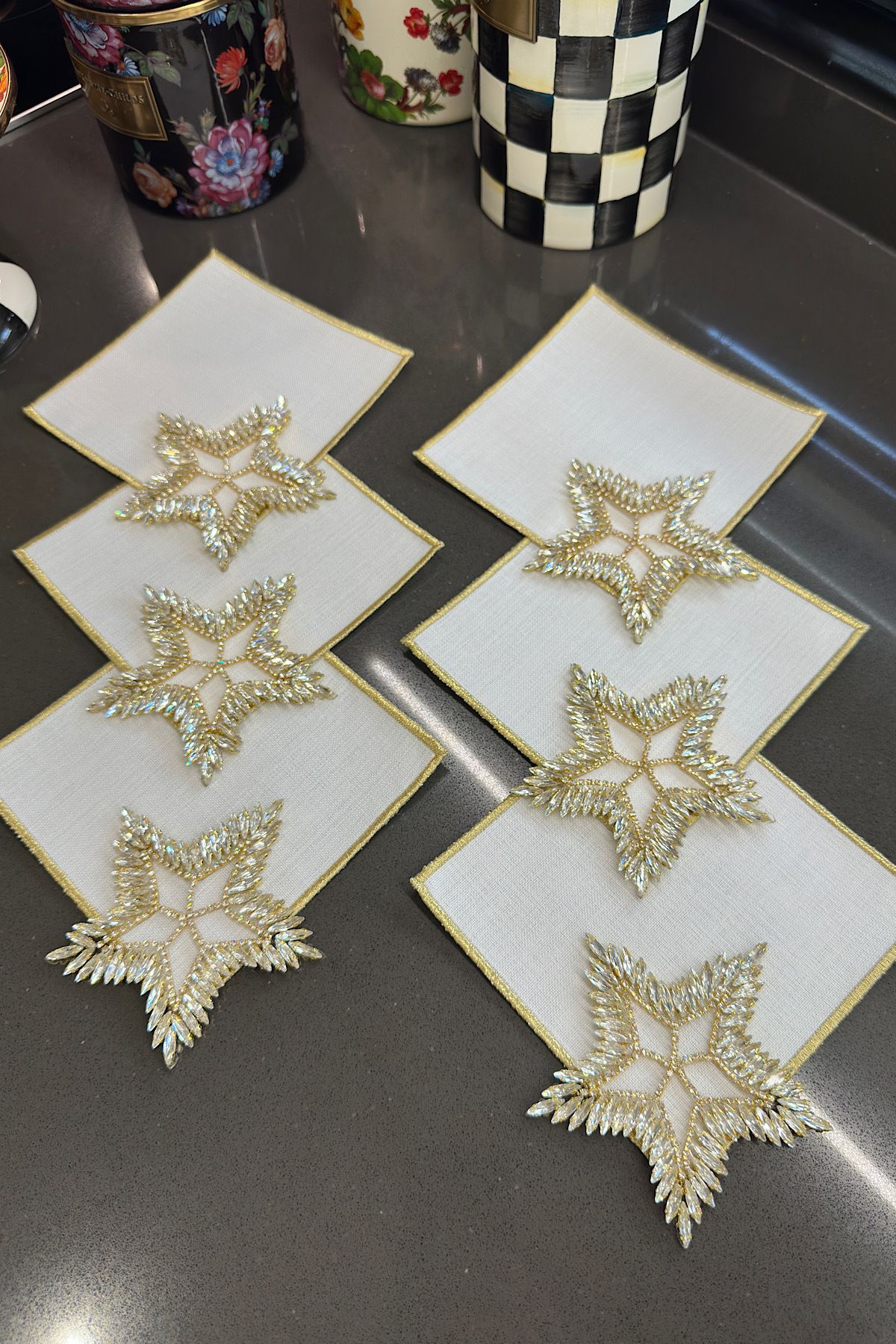 Bi Bashka Taşlı yıldız tasarım gold 6lı kokteyl peçete