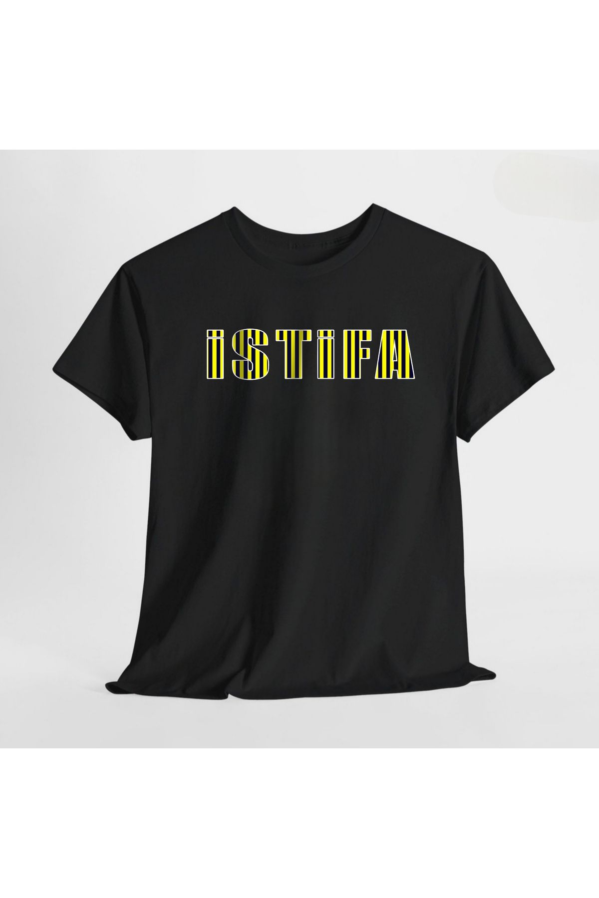 SARI İSTİFA YAZILI TSHIRT %100 PAMUK