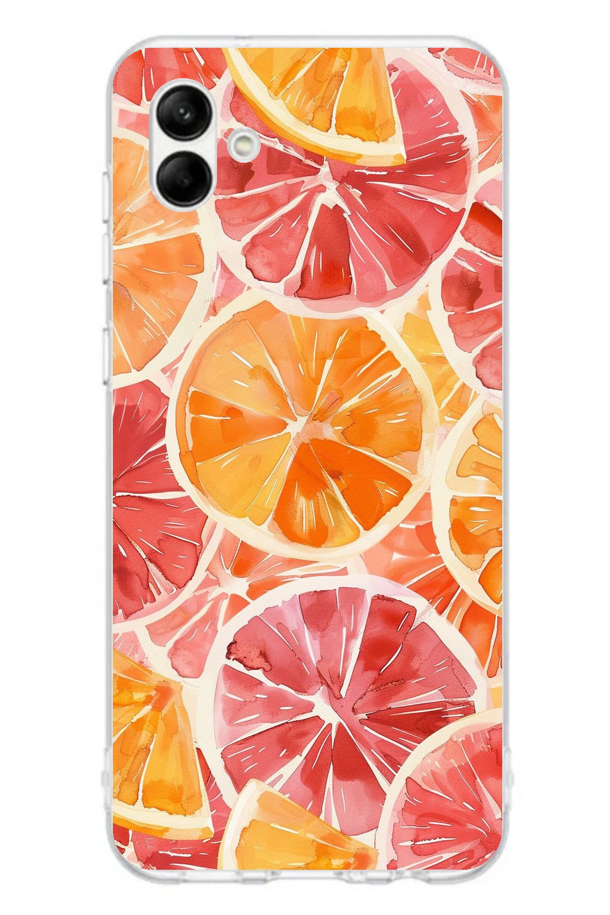 TechTree Samsung Galaxy A06 Uyumlu Portakal Sulu Boya Şeffaf Silikon Kılıf
