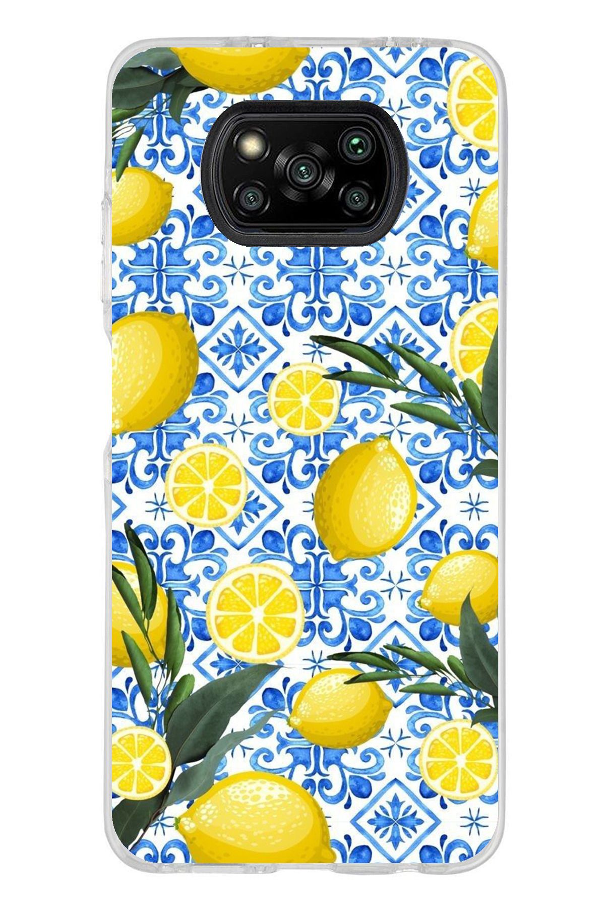 TechTree Poco X3 / NFC / PRO Uyumlu Limon Sulu Boya Şeffaf Silikon Kılıf