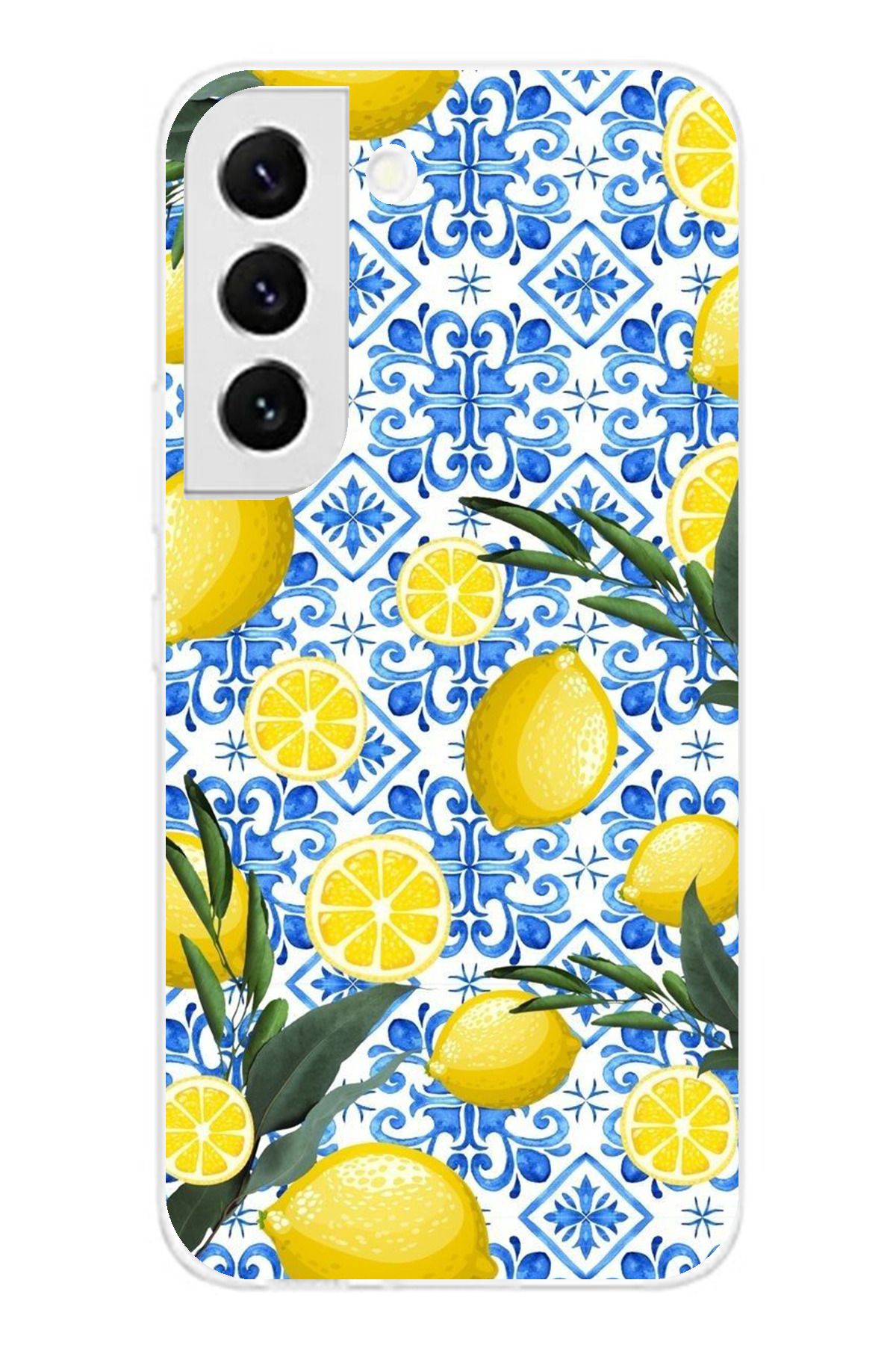 TechTree Samsung Galaxy S22 Uyumlu Limon Sulu Boya Şeffaf Silikon Kılıf