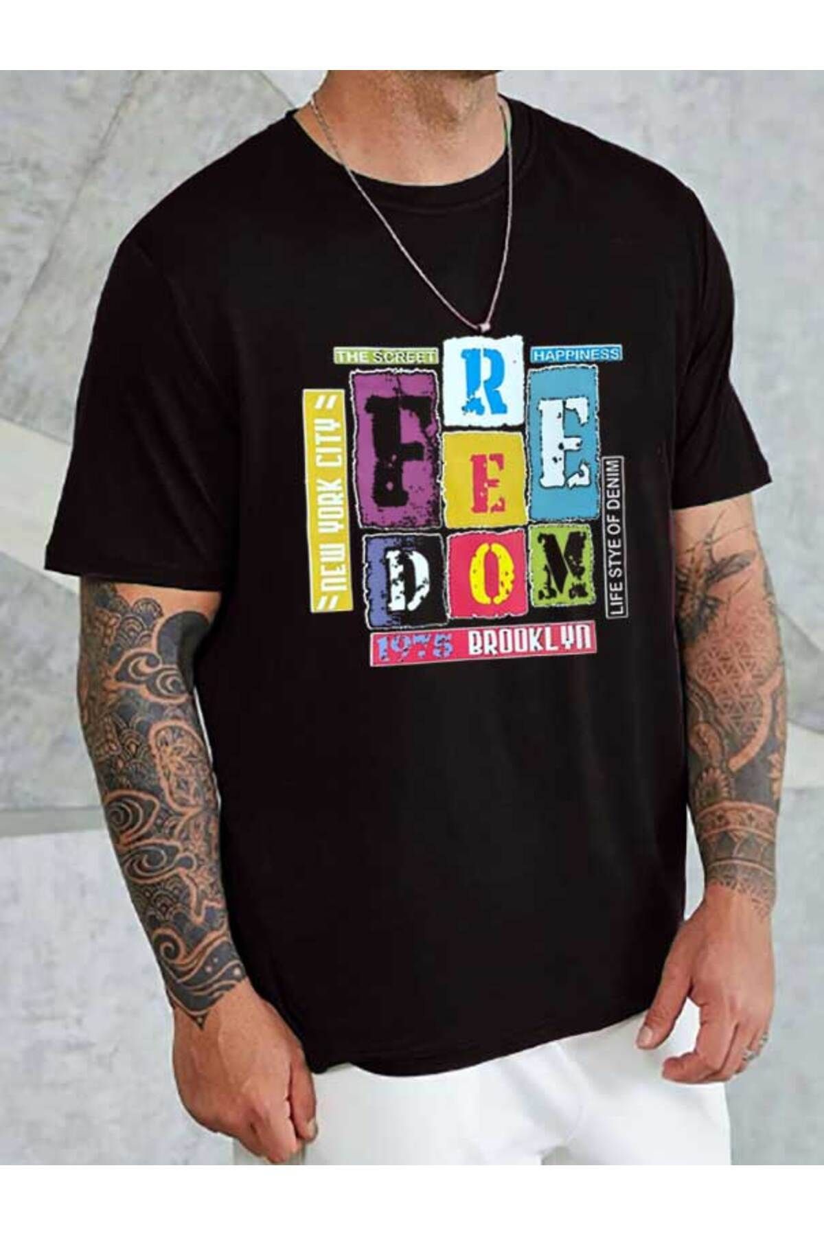 Tarzsokak Feedom Baskılı Unisex Bisiklet Yaka