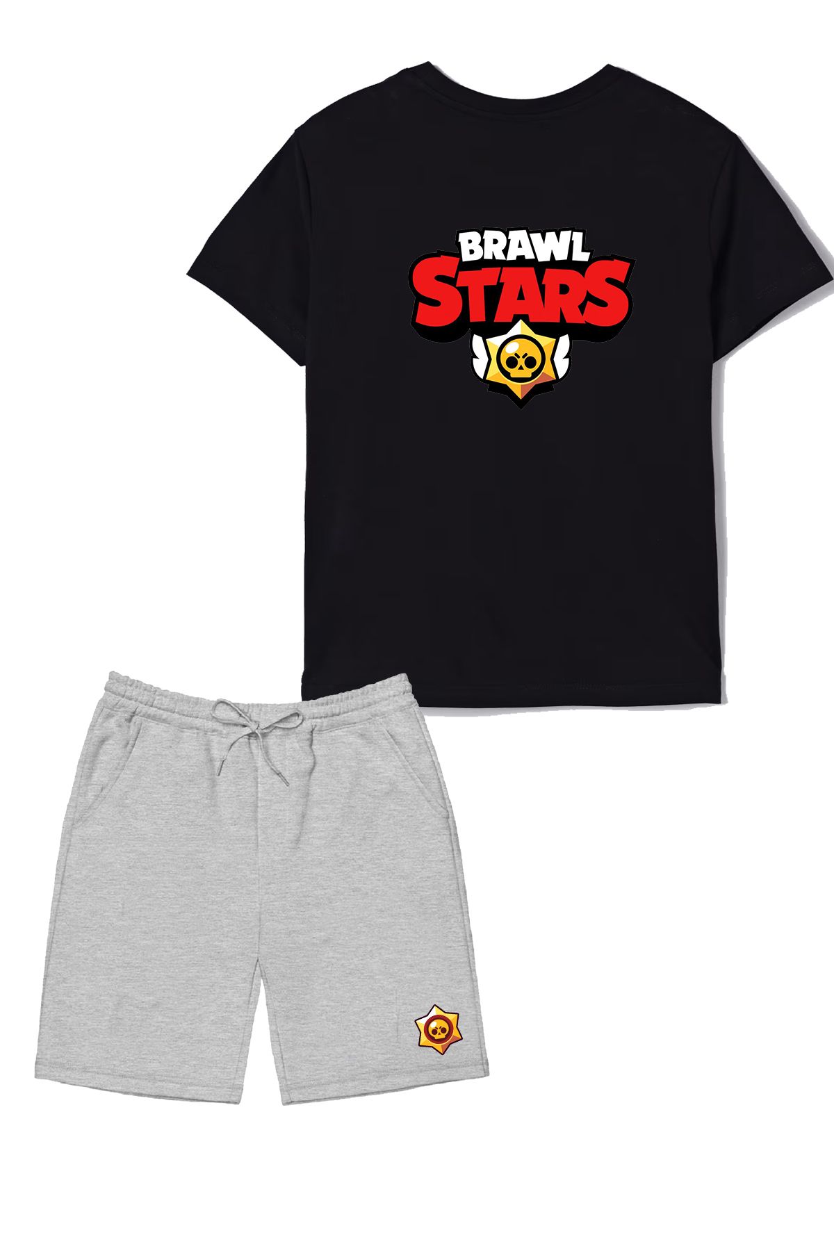 makiteks 2'li Set Baskılı Erkek Çocuk Pamuk Şort Tshirt Takım BrawlStars 5 6 7 8 9 10 11 12 13 14 yaş Tişört