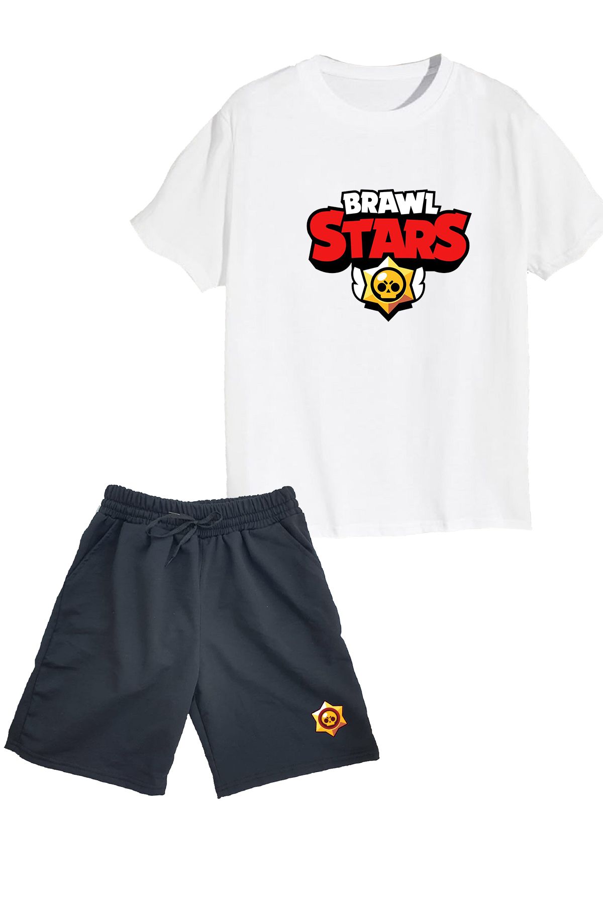 makiteks 2'li Set Baskılı Erkek Çocuk Pamuk Şort Tshirt Takım BrawlStars 5 6 7 8 9 10 11 12 13 14 yaş Tişört