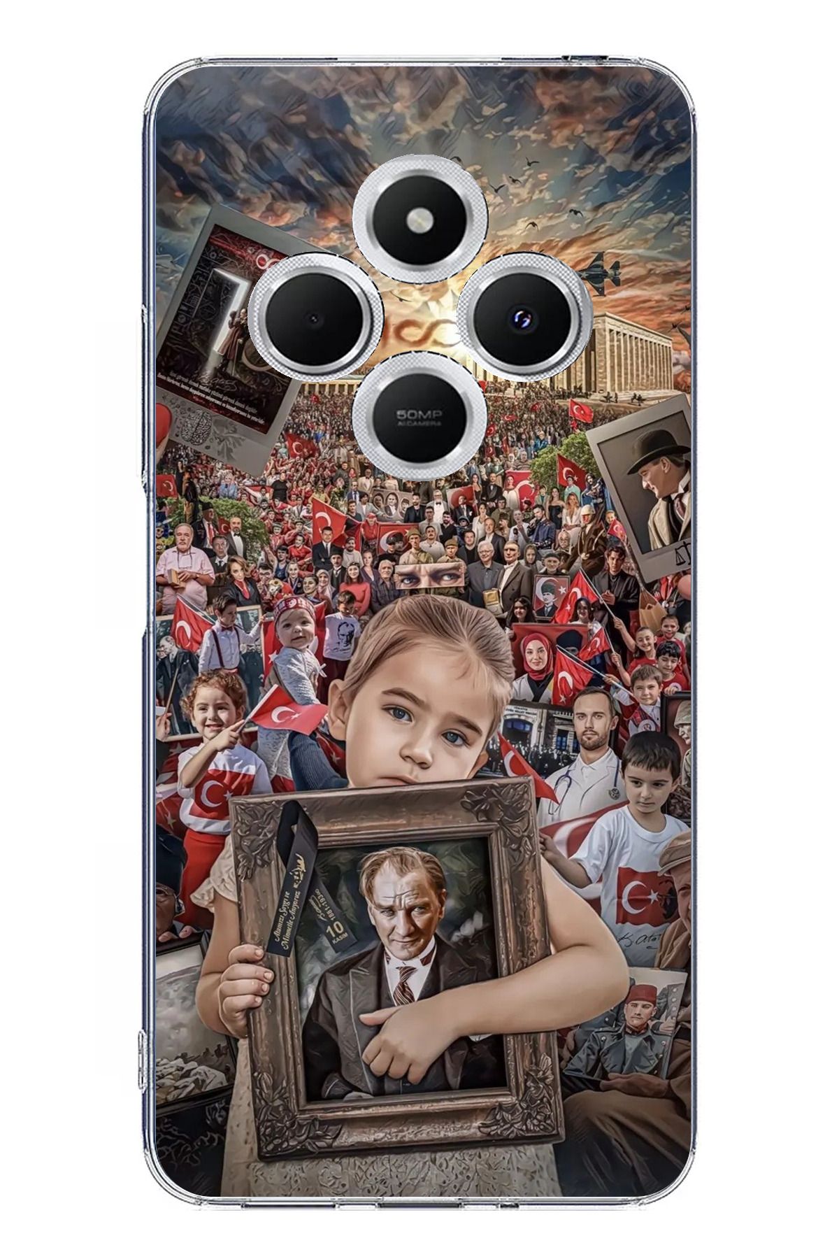 TechTree Redmi 14C Uyumlu Anıtkabir Atatürk Portre Şeffaf Silikon Kılıf