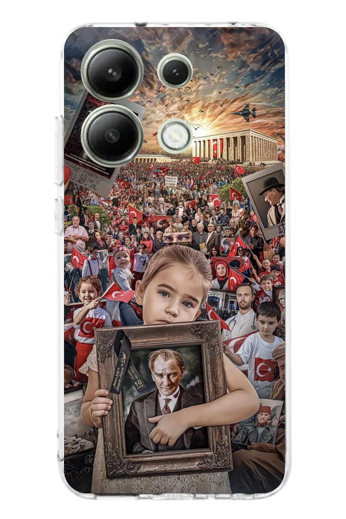TechTree Redmi Note 13 4G Uyumlu Anıtkabir Atatürk Portre Şeffaf Silikon Kılıf