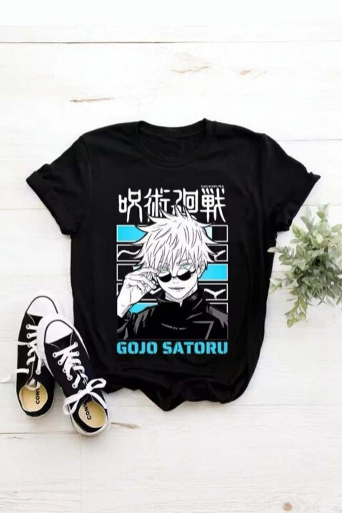 BALİNA Siyah Anime Jujutsu Kaisen Gojo Satoru Unisex T-shirt THE SOLO