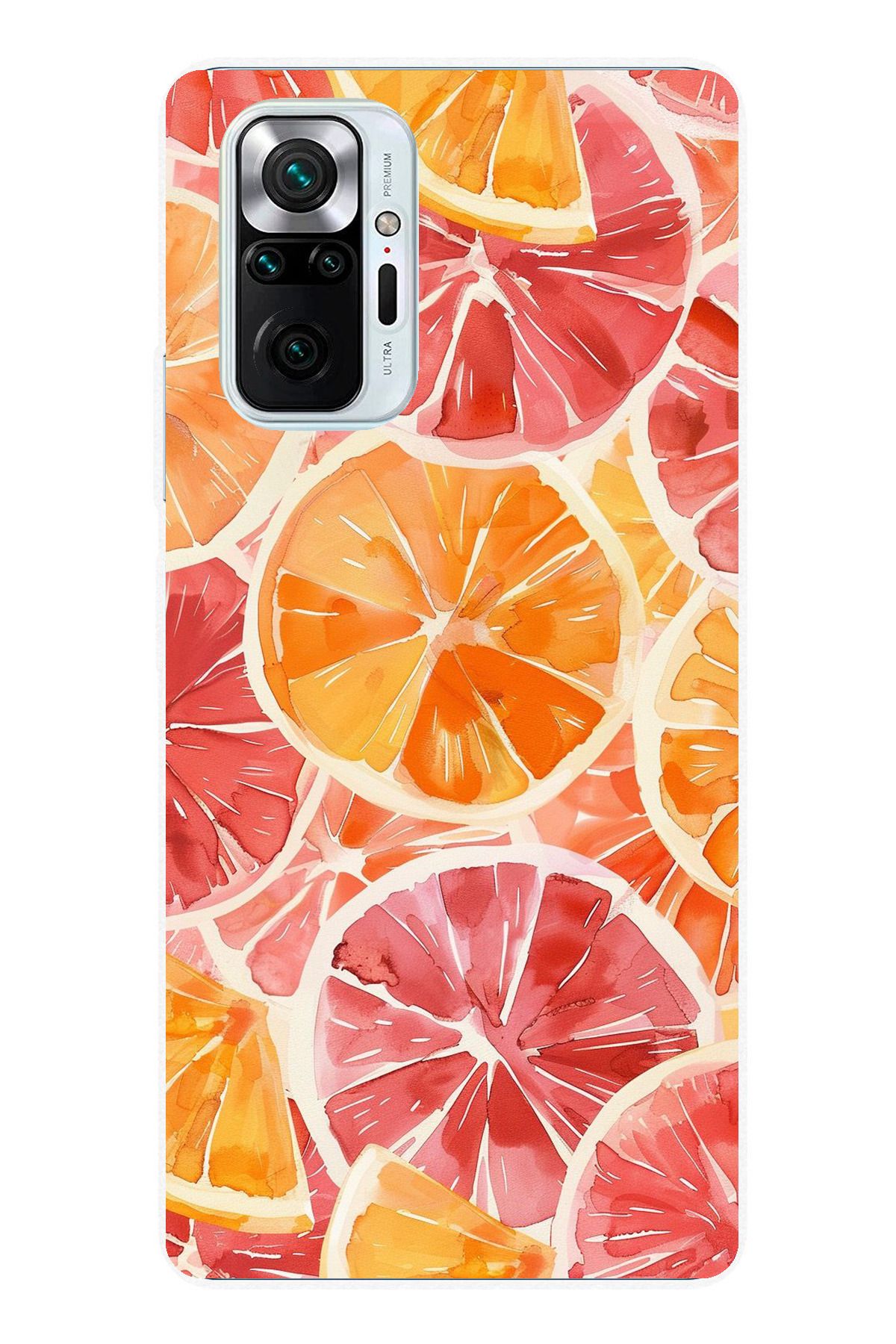 TechTree Redmi Note 10 PRO Uyumlu Portakal Sulu Boya Şeffaf Silikon Kılıf