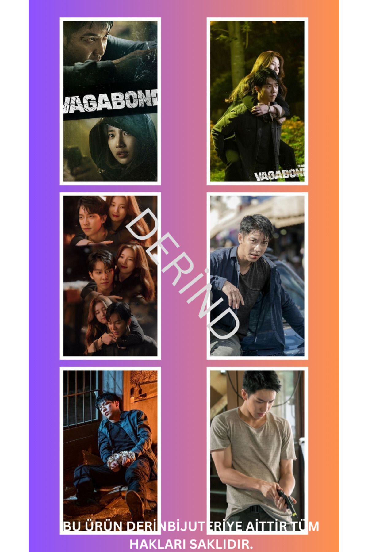 DERİND Lee Seung-gi -Cha Dal Geon - VAGABOND Kore dizisi anime 8 adet sticker set