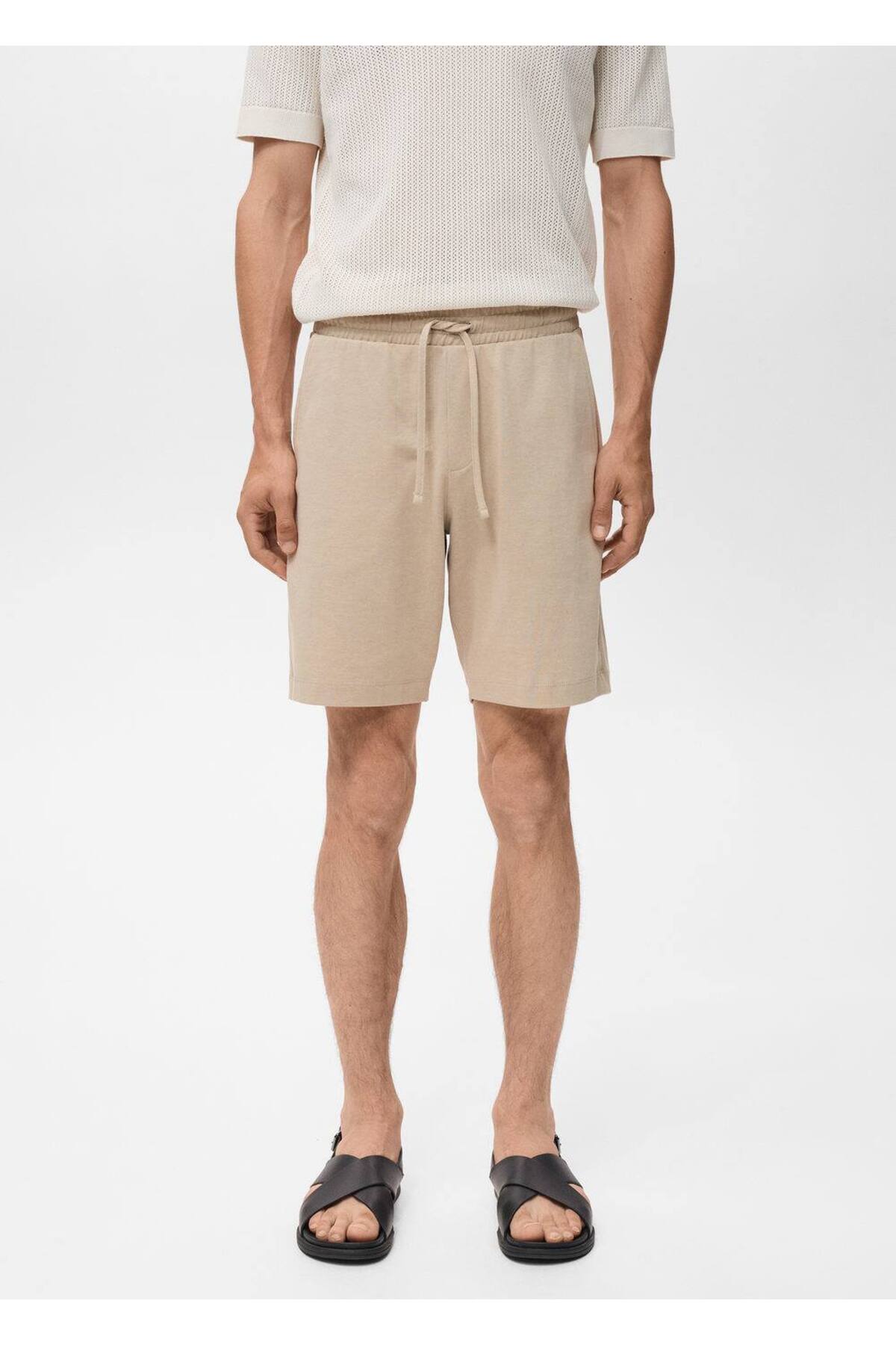 %100 pamuk büzgülü ipli bermuda şort