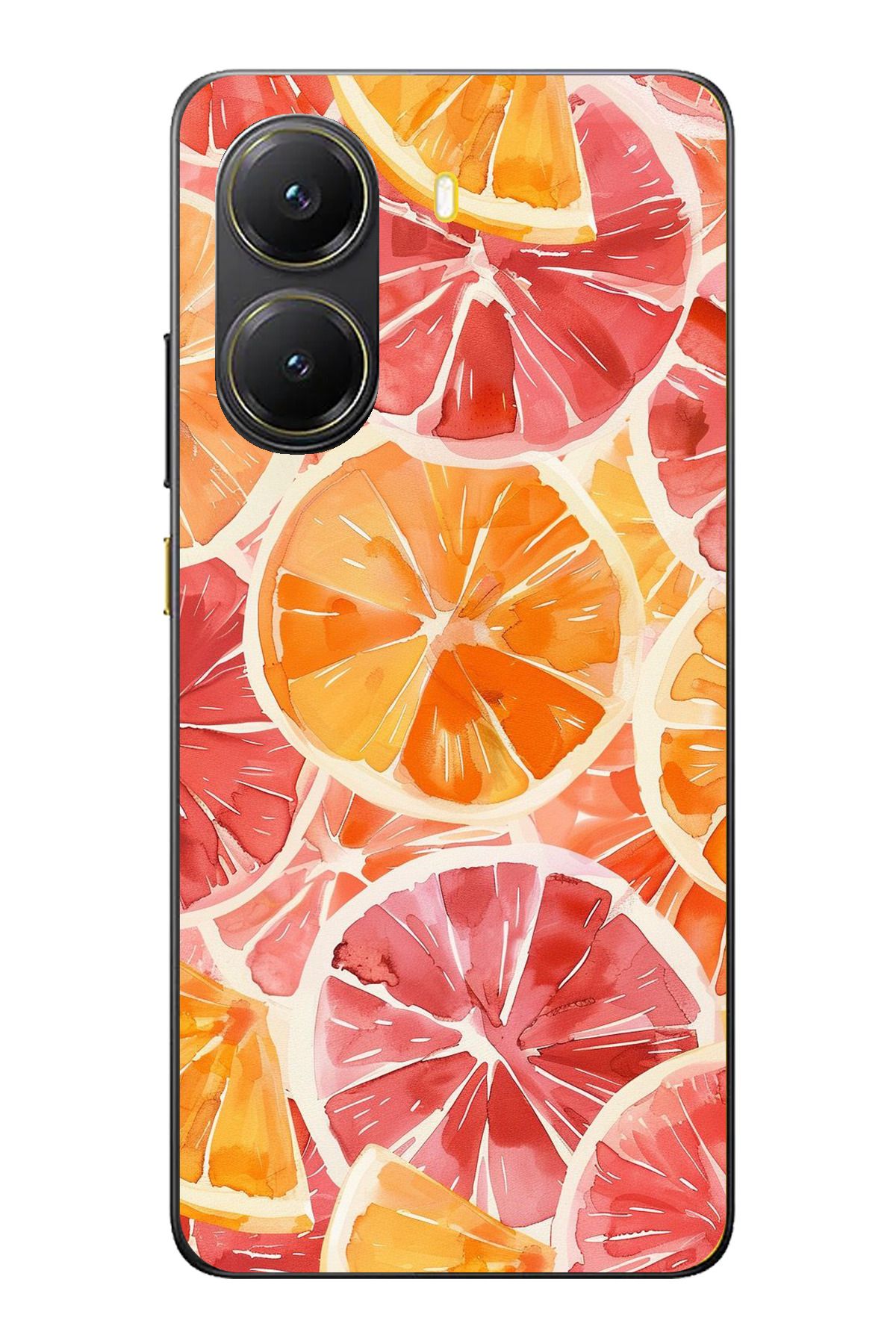 TechTree POCO X7 PRO Uyumlu Portakal Sulu Boya Şeffaf Silikon Kılıf