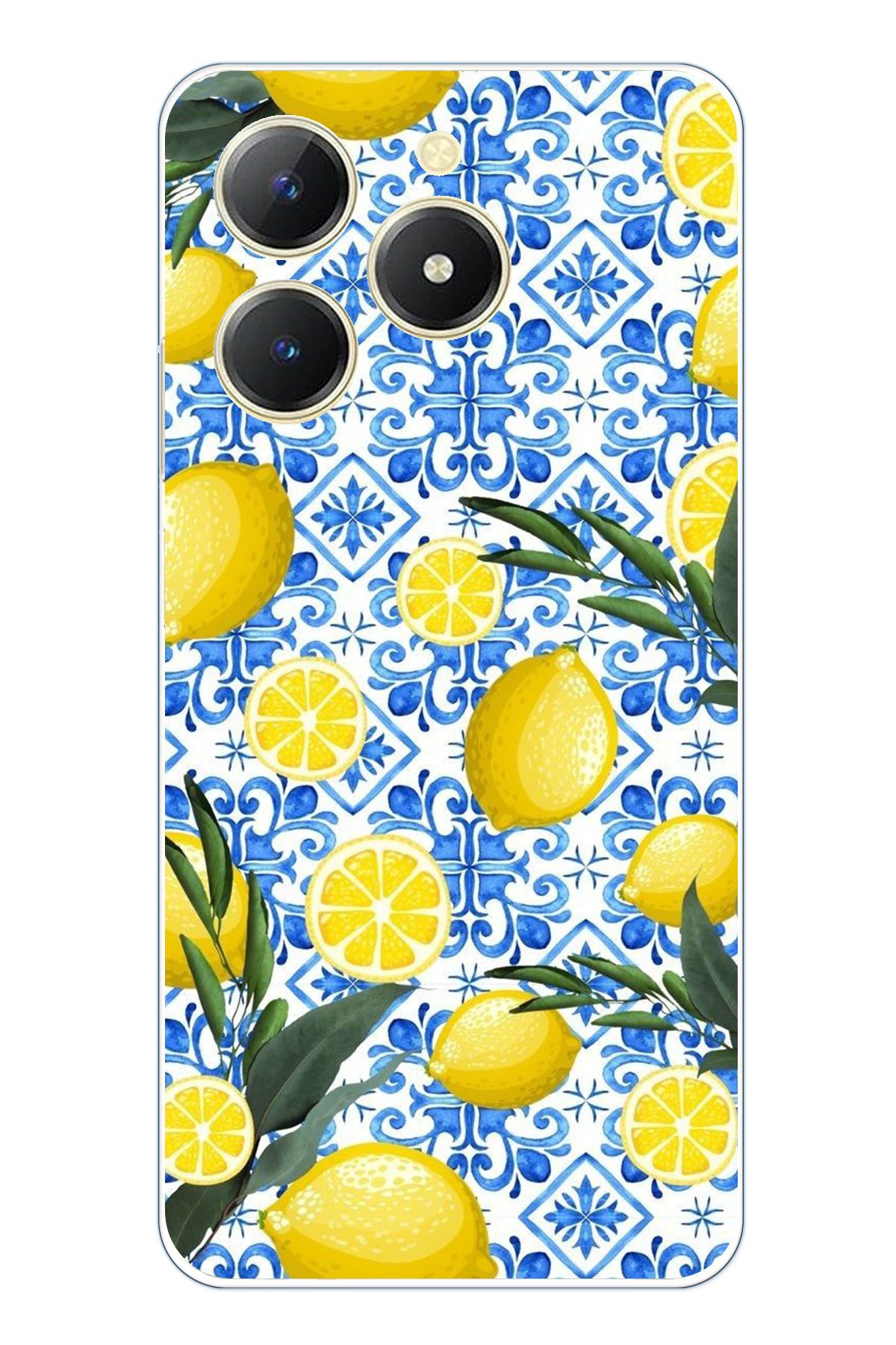 TechTree Realme C61 Uyumlu Limon Sulu Boya Şeffaf Silikon Kılıf