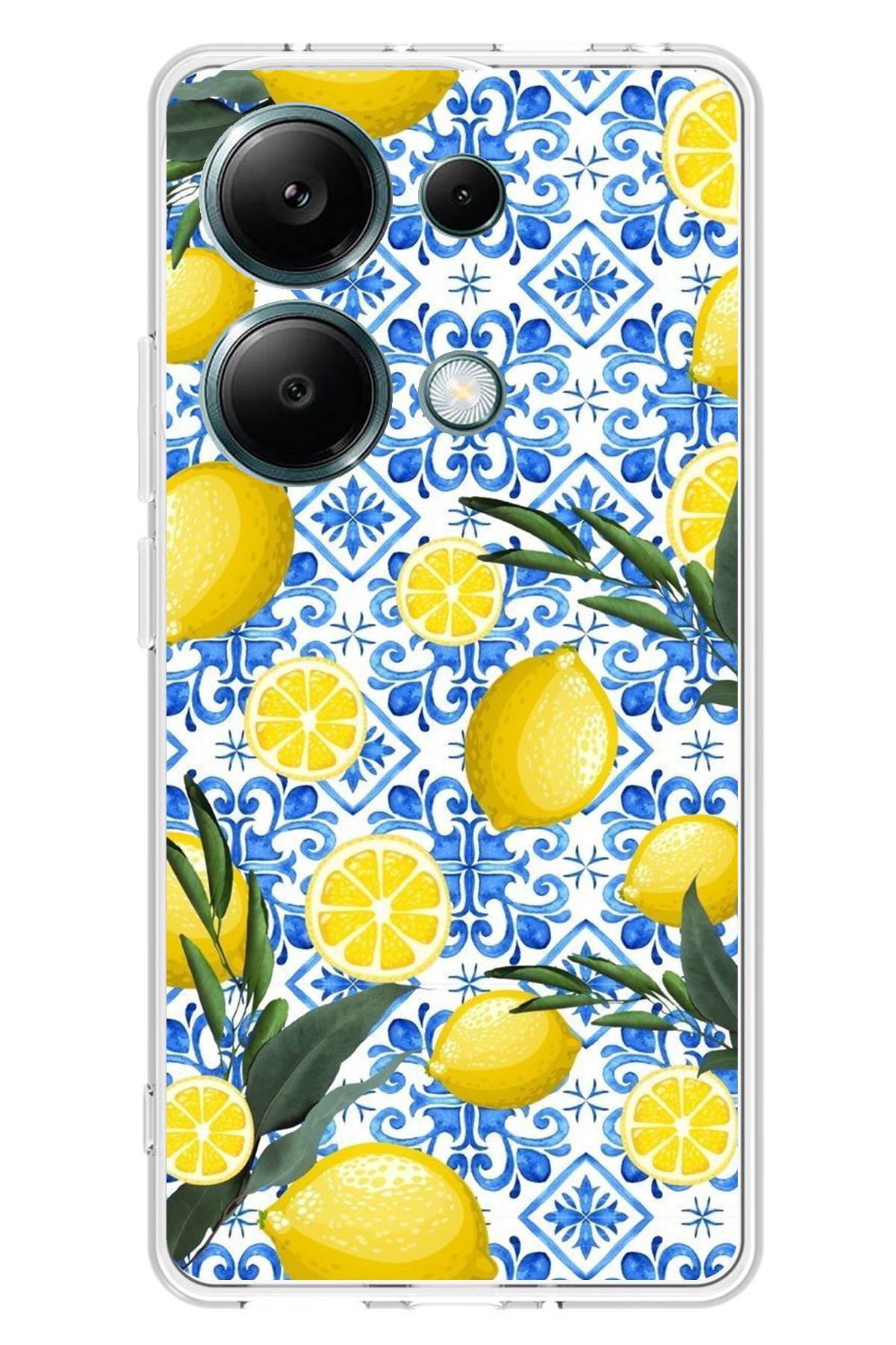 TechTree Redmi Note 13 PRO 4G Uyumlu Limon Sulu Boya Şeffaf Silikon Kılıf