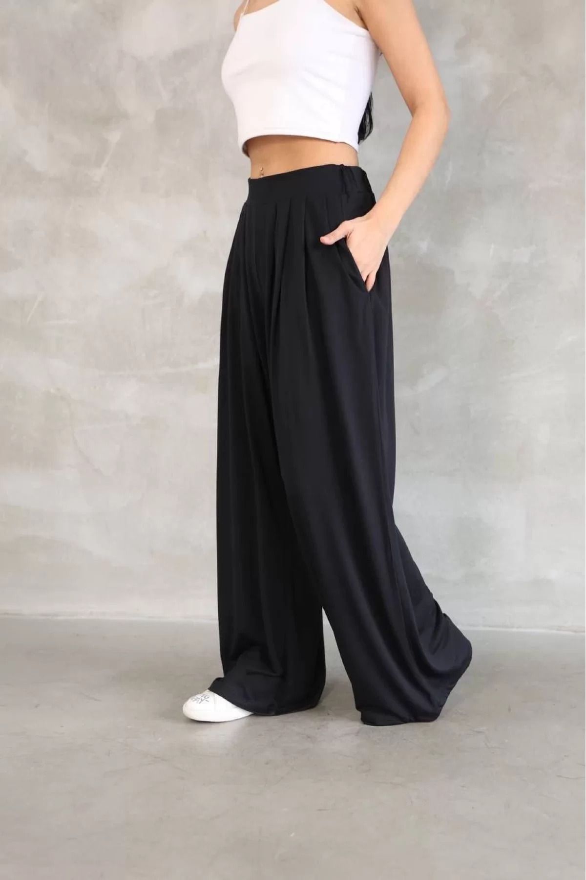 BBbutik Yumuşak Dokulu Kadın Kumaş Boru Paça Salaş Eşofman