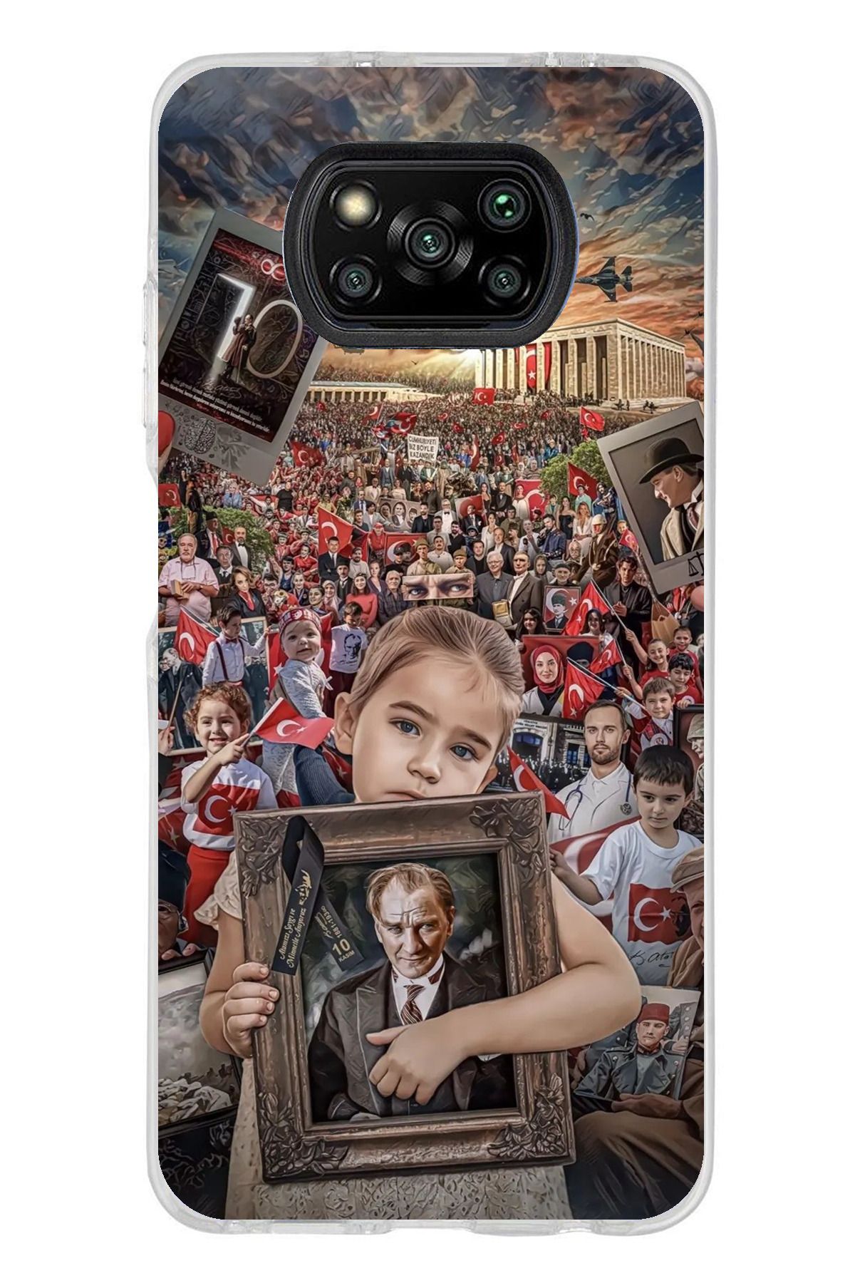 TechTree Poco X3 / NFC / PRO Uyumlu Anıtkabir Atatürk Portre Şeffaf Silikon Kılıf