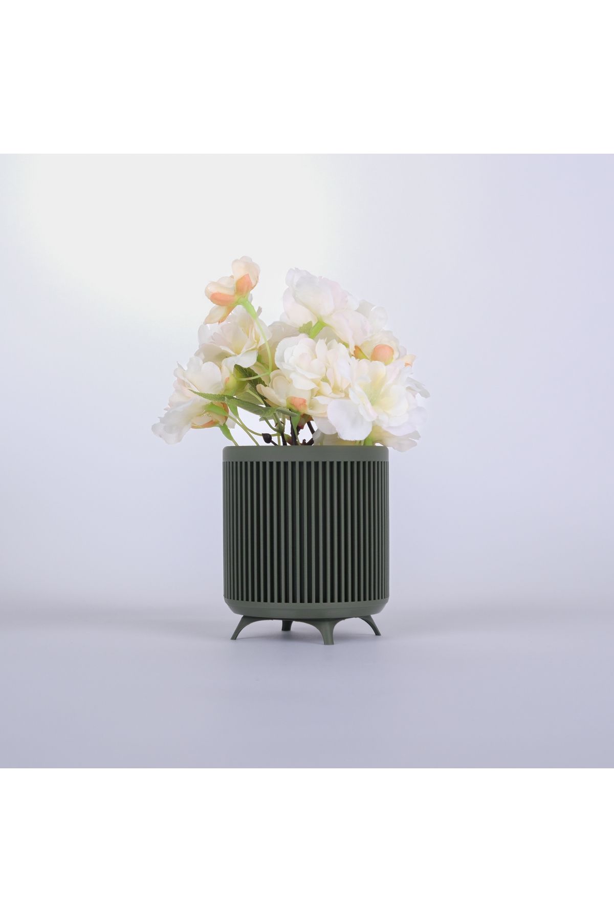 Store Çizgili Modern Saksı – 9,5 cm Mini Ayaklı Tasarım