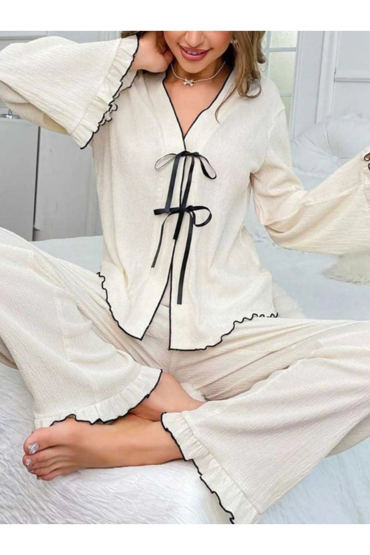 MODA Krinkıl Black n White Pijama Takımı