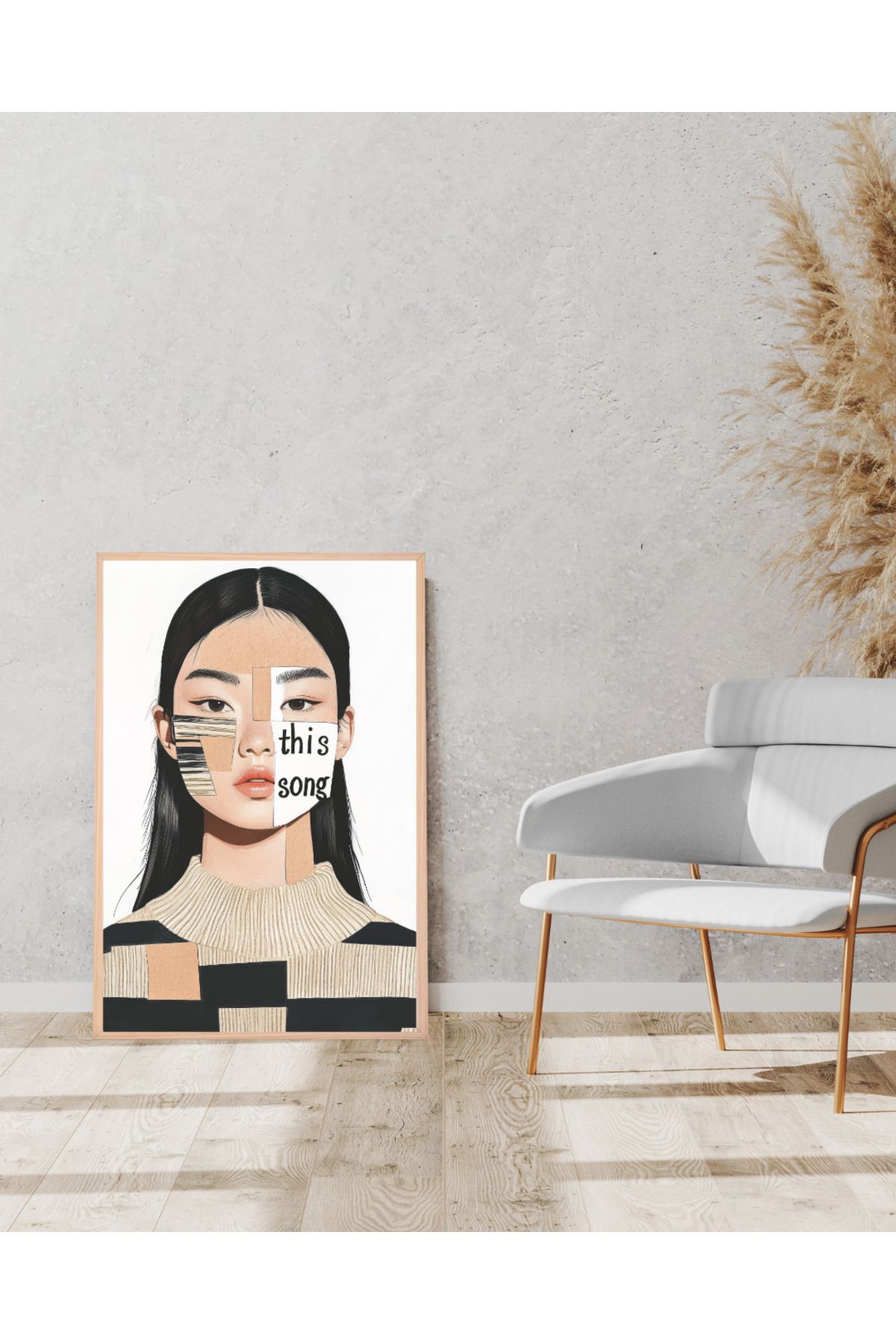 Tuba Decor Tek parça Ahşap Çerçeve Görünümlü MDF Tablo