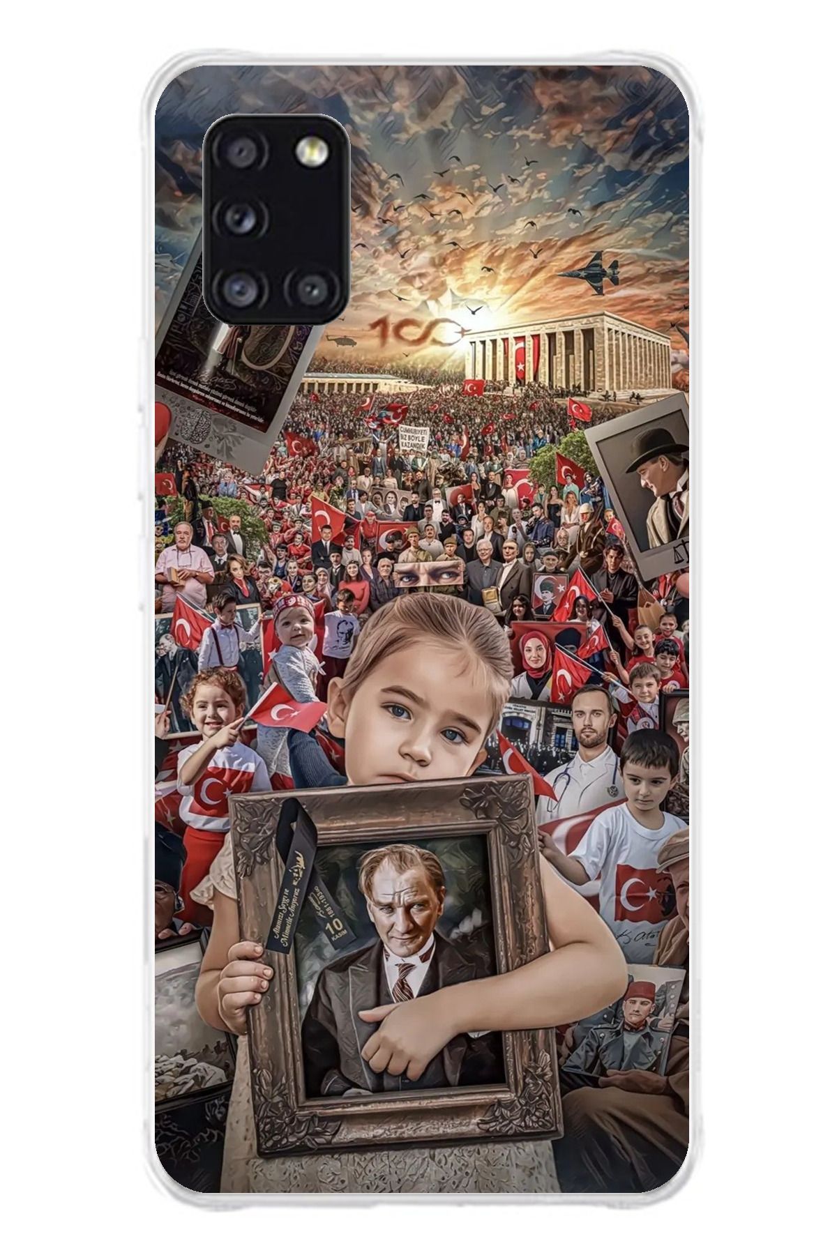 TechTree Samsung Galaxy A31 Uyumlu Anıtkabir Atatürk Portre Şeffaf Silikon Kılıf