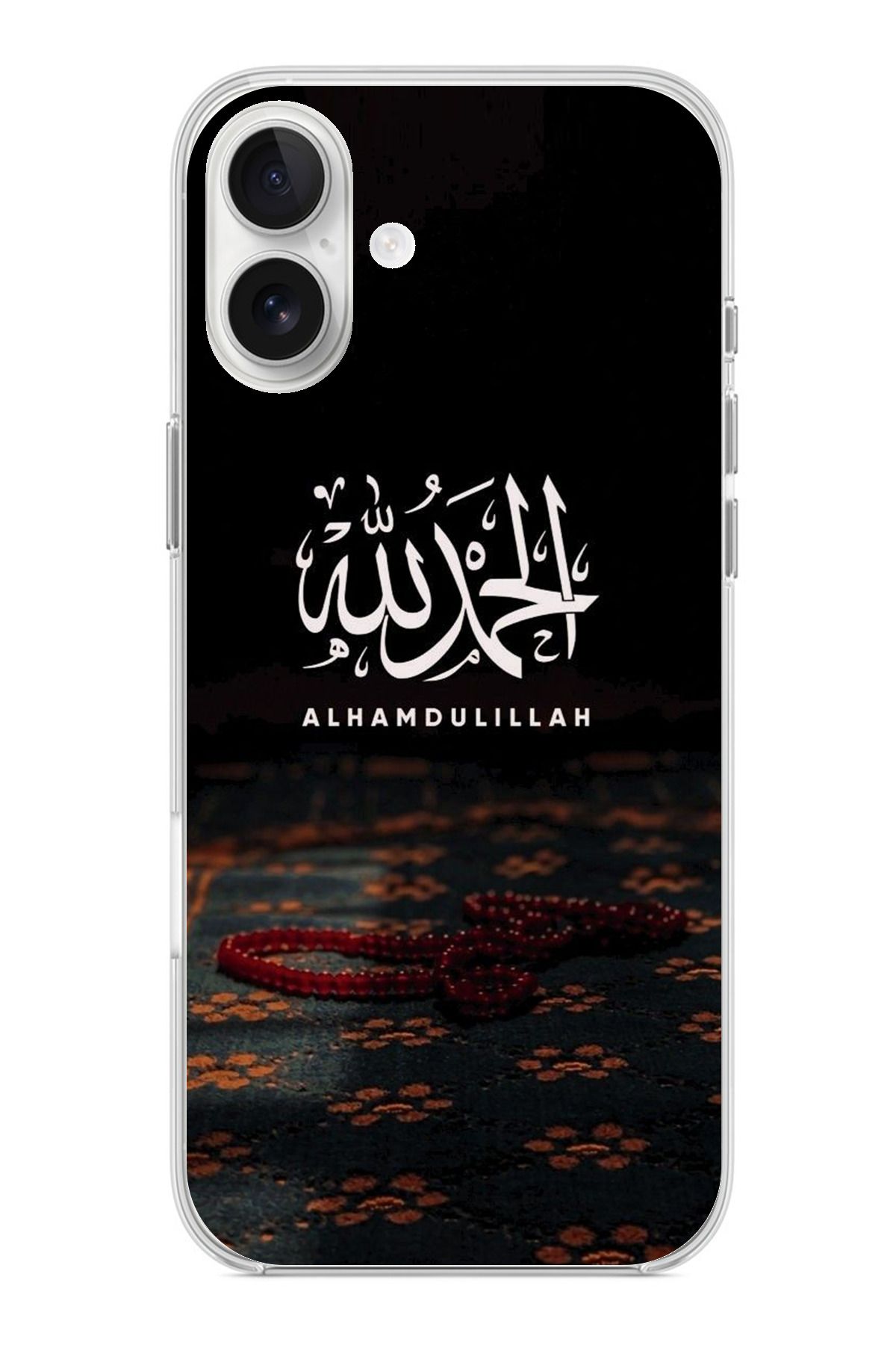 TechTree iPhone 16 PLUS Uyumlu Elhamdülillah Tesbih Şeffaf Silikon Kılıf
