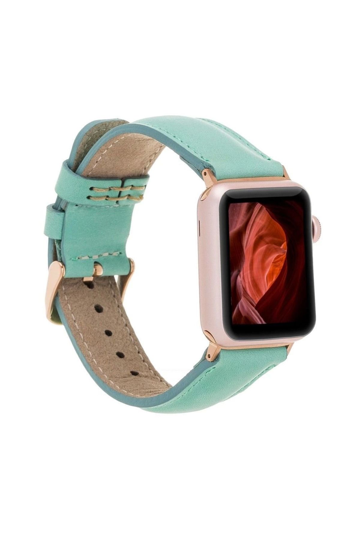 Angoravi Watch Uyumlu Deri Kordon 42-44-45mm BRN7 Yeşil