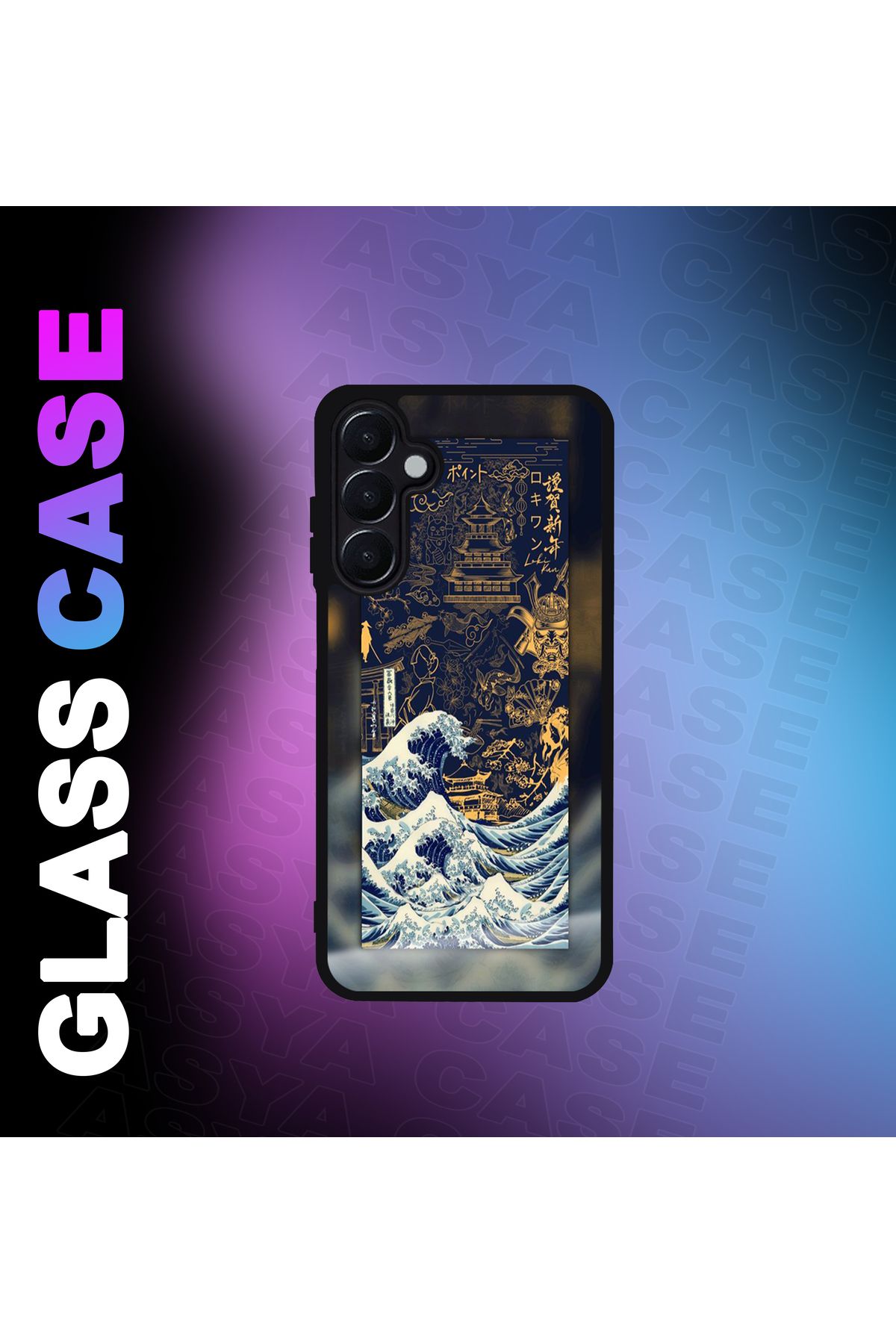 Asya Case Samsung Galaxy A25 5G Kılıf Dalga Baskılı Telefon Kapağı Siyah Silikon Arka Kapak Koruyucu