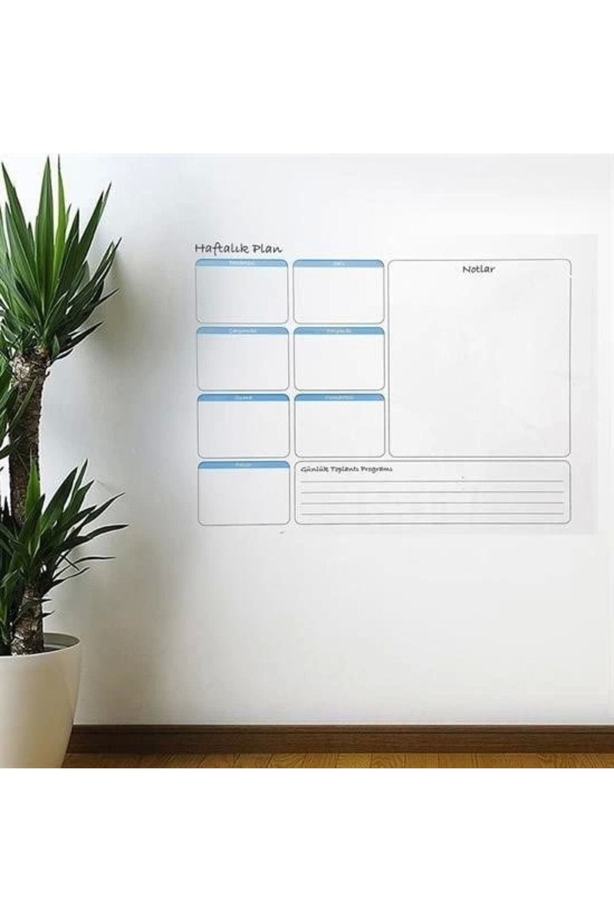 DENİZBİLİŞİM Haftalık Planlayıcı Manyetik Duvar Stickerı Takvim 100 Cm X 60 Cm