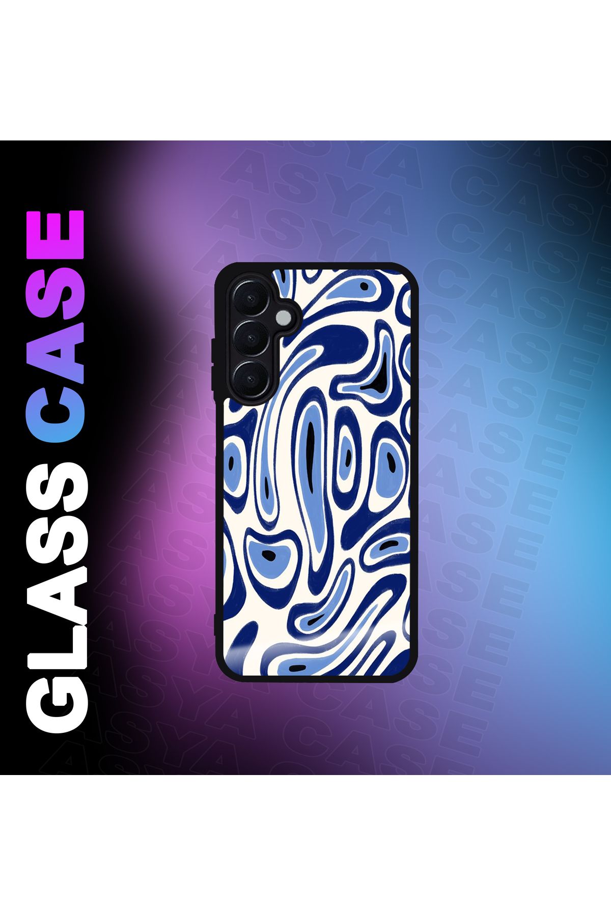 Asya Case Samsung Galaxy A55 5G Kılıf Nazar Boncuğu Baskılı Telefon Kapağı Siyah Silikon Arka Kapak Koruyucu