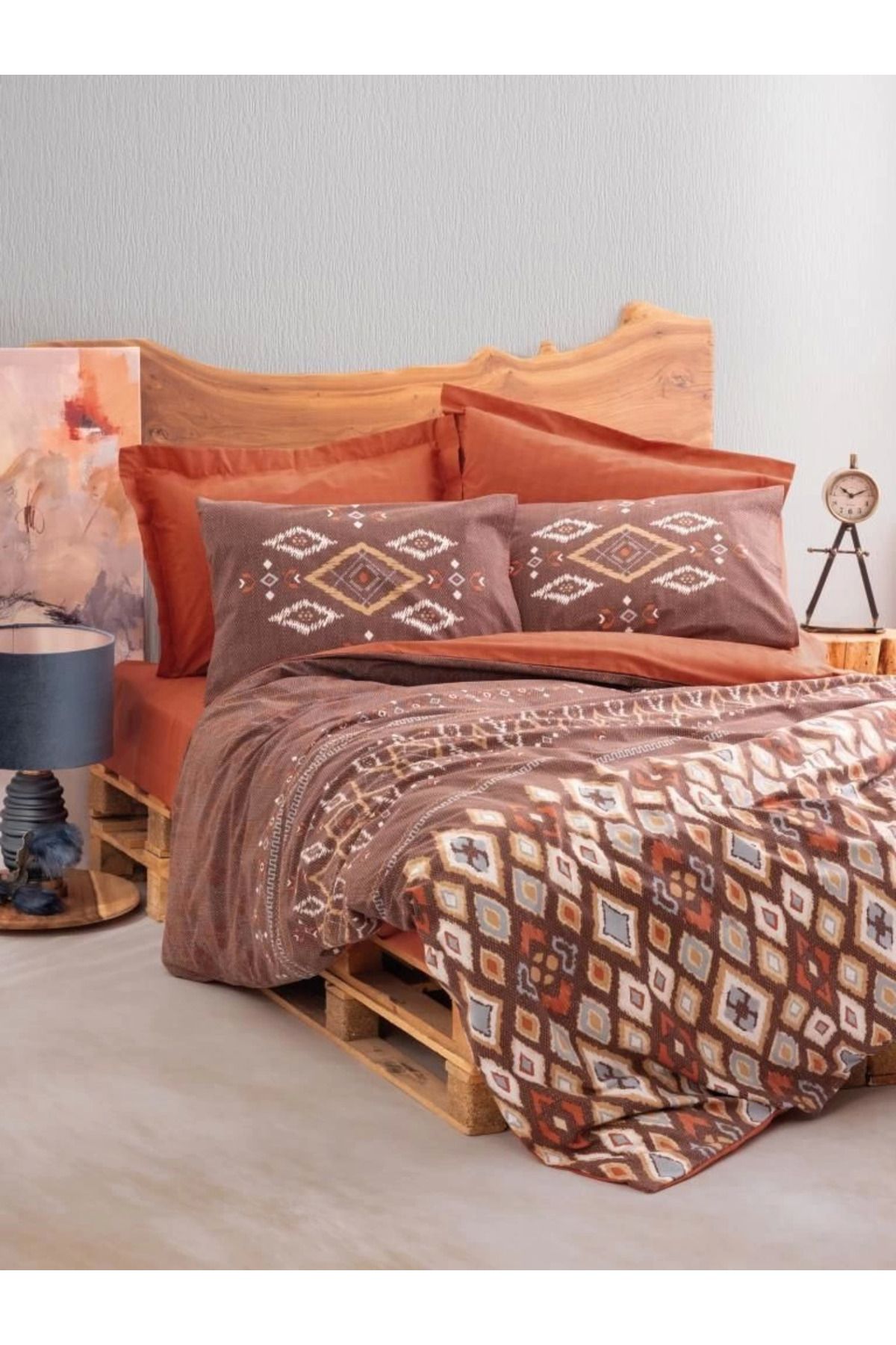 MELFSHOP Cotton Box Etnich Nevresim Takımı Çift Kişilik Belize Kahve