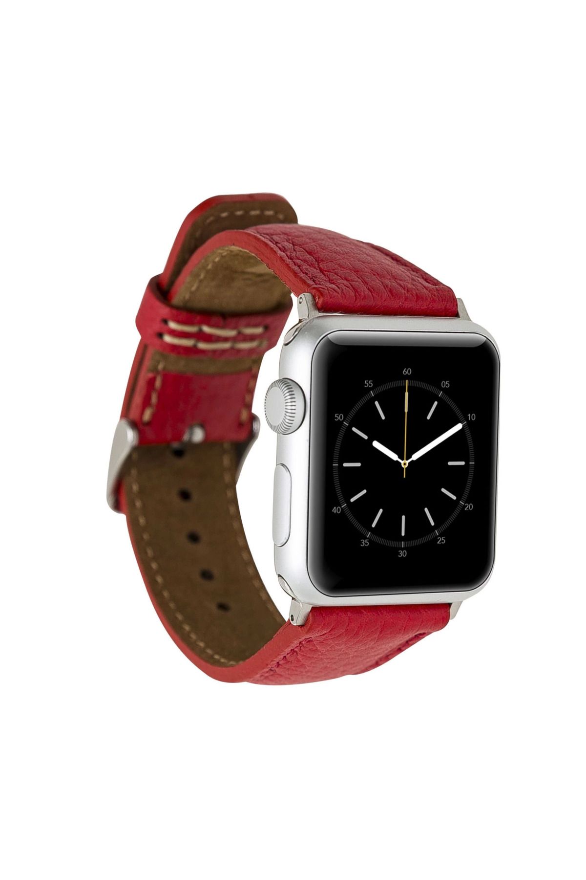 Angoravi Watch Uyumlu Deri Kordon 42-44-45mm ERC2 Kırmızı
