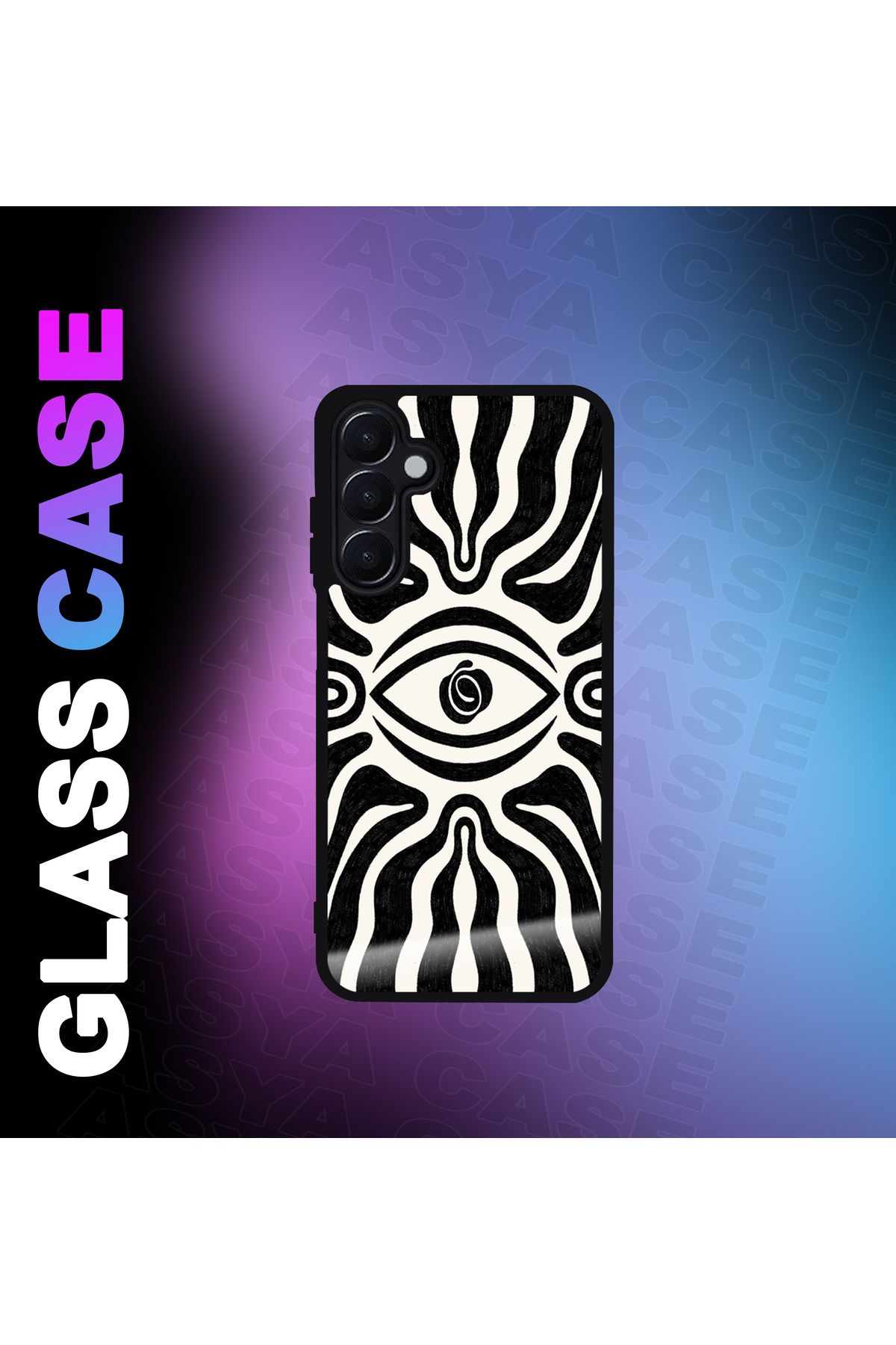Asya Case Samsung Galaxy A25 5G Kılıf Göz Vibe Baskılı Telefon Kapağı Siyah Silikon Arka Kapak Koruyucu