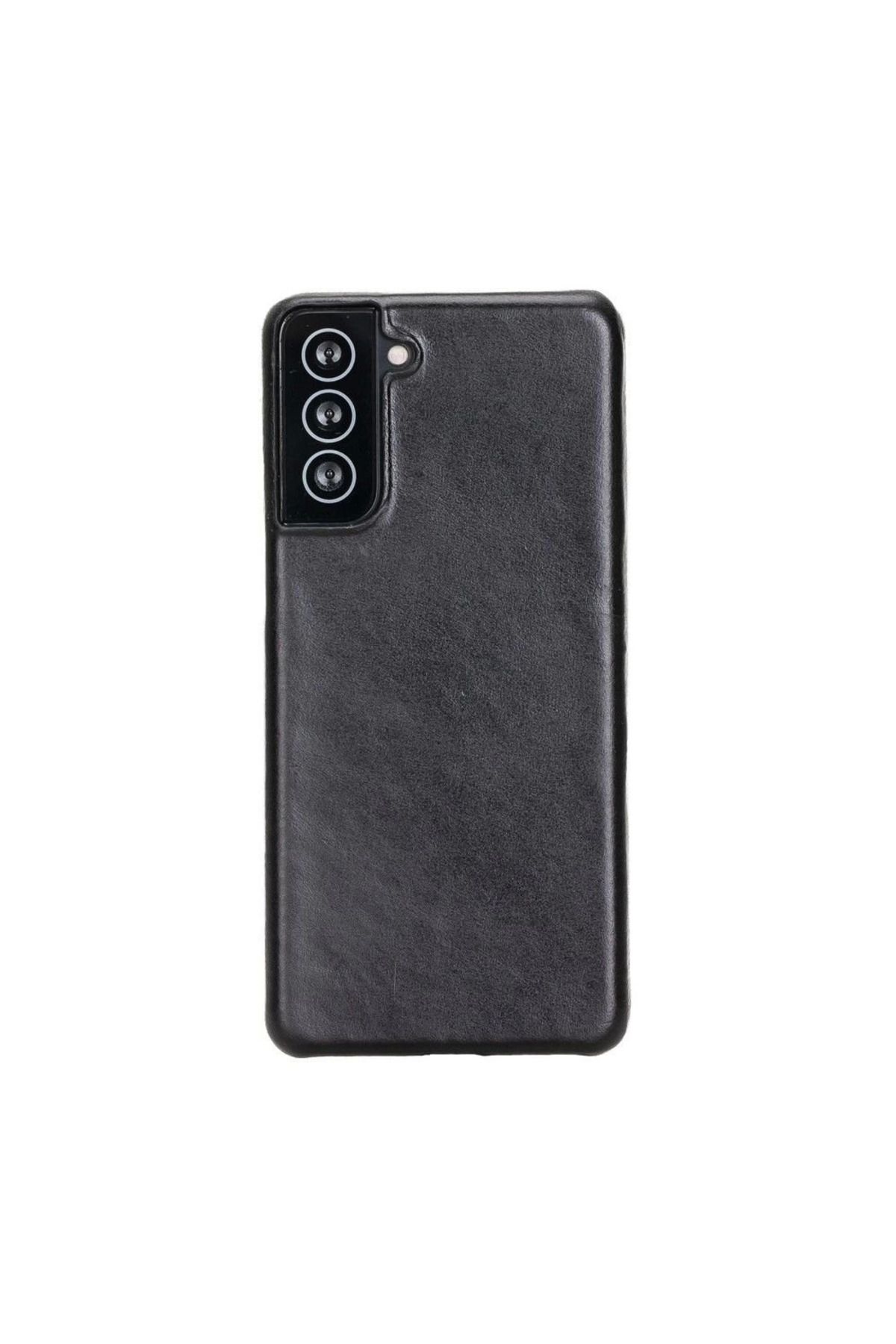 Angoravi Samsung Galaxy S21 Plus Uyumlu Deri Arka Kapak UJ RST1 Siyah