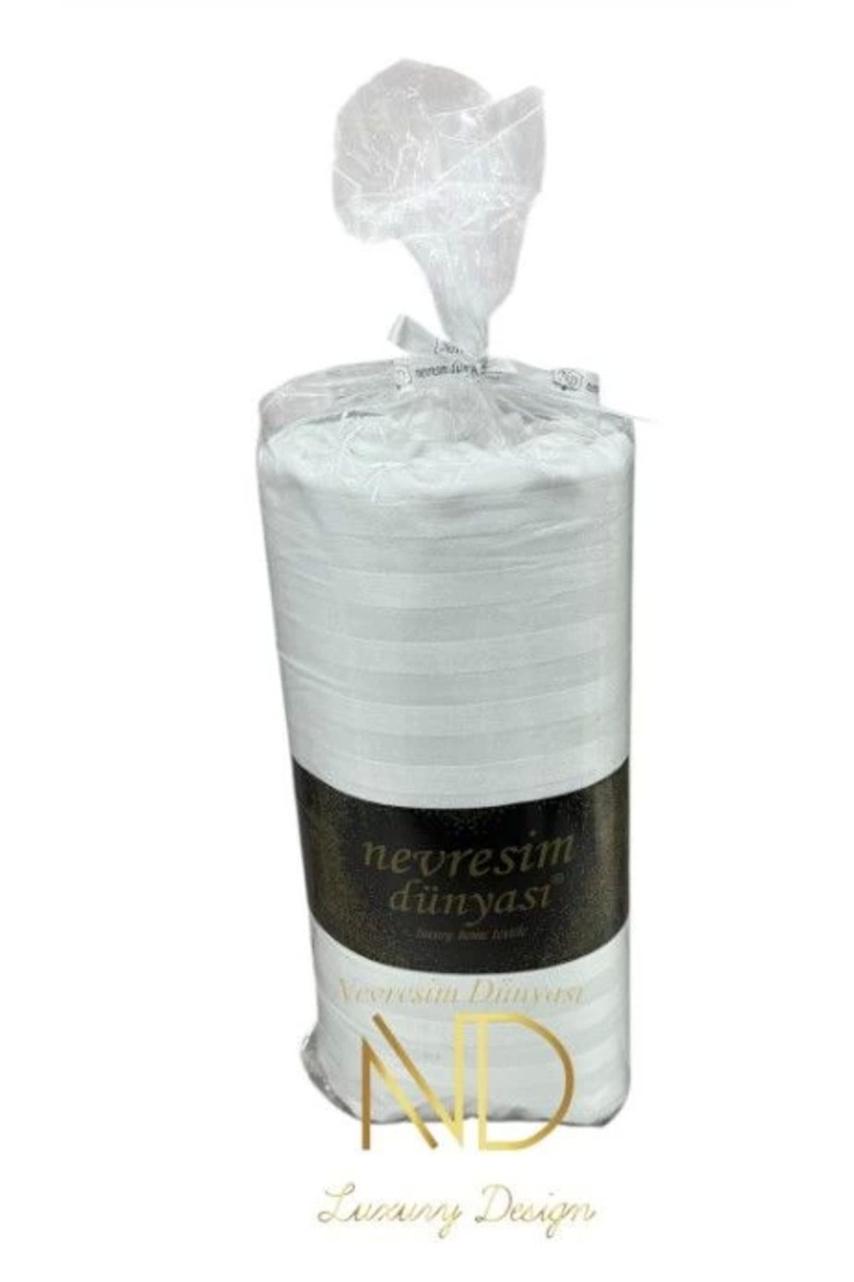 MT29 GİYİM Nevresim Dünyası Çizgili Çift Kişilik Fitted Micro Saten Çarşaf ve 2 Yastık Kılıfı Beyaz