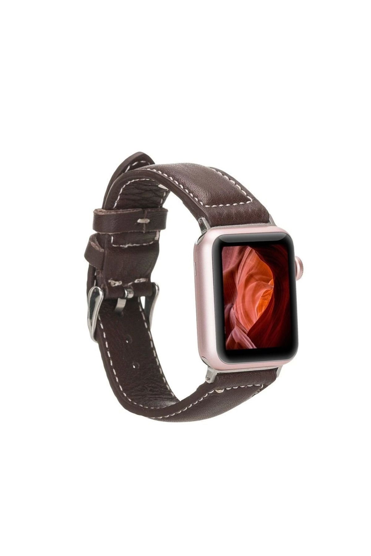 Angoravi Watch Uyumlu Deri Kordon 42-44-45mm NM4-AS4 Kahve