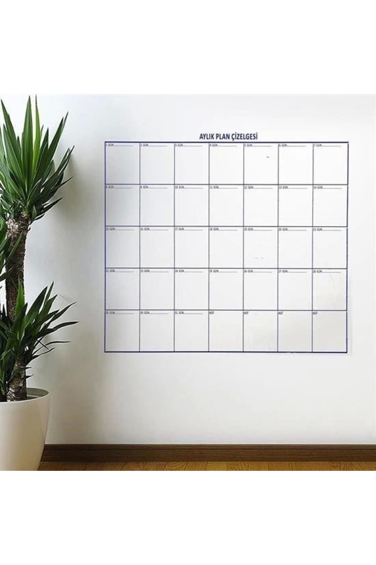 MELFSHOP Aylık Planlayıcı Manyetik Duvar Stickerı Takvim Plan Çizelgesi - Ürün Boyutları: 110 cm x 100 cm