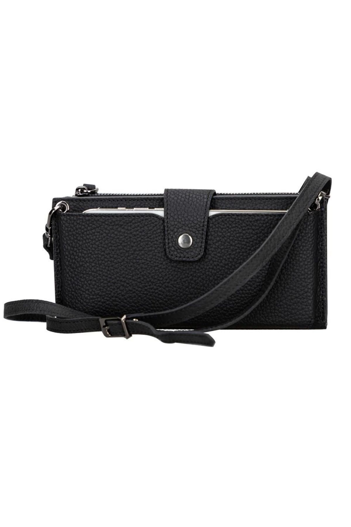 feifei Lozan Strap 6.5 inch Uyumlu Deri Kartlıklı Kılıf ERC1 Siyah