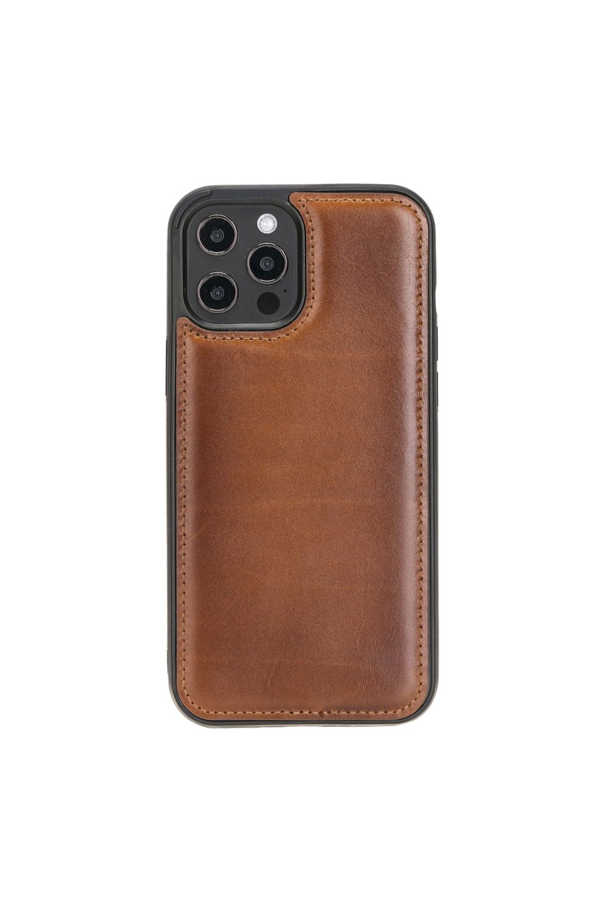 Angoravi Apple iPhone 12 Pro Max Uyumlu Deri Arka Kapak RST2EF Taba