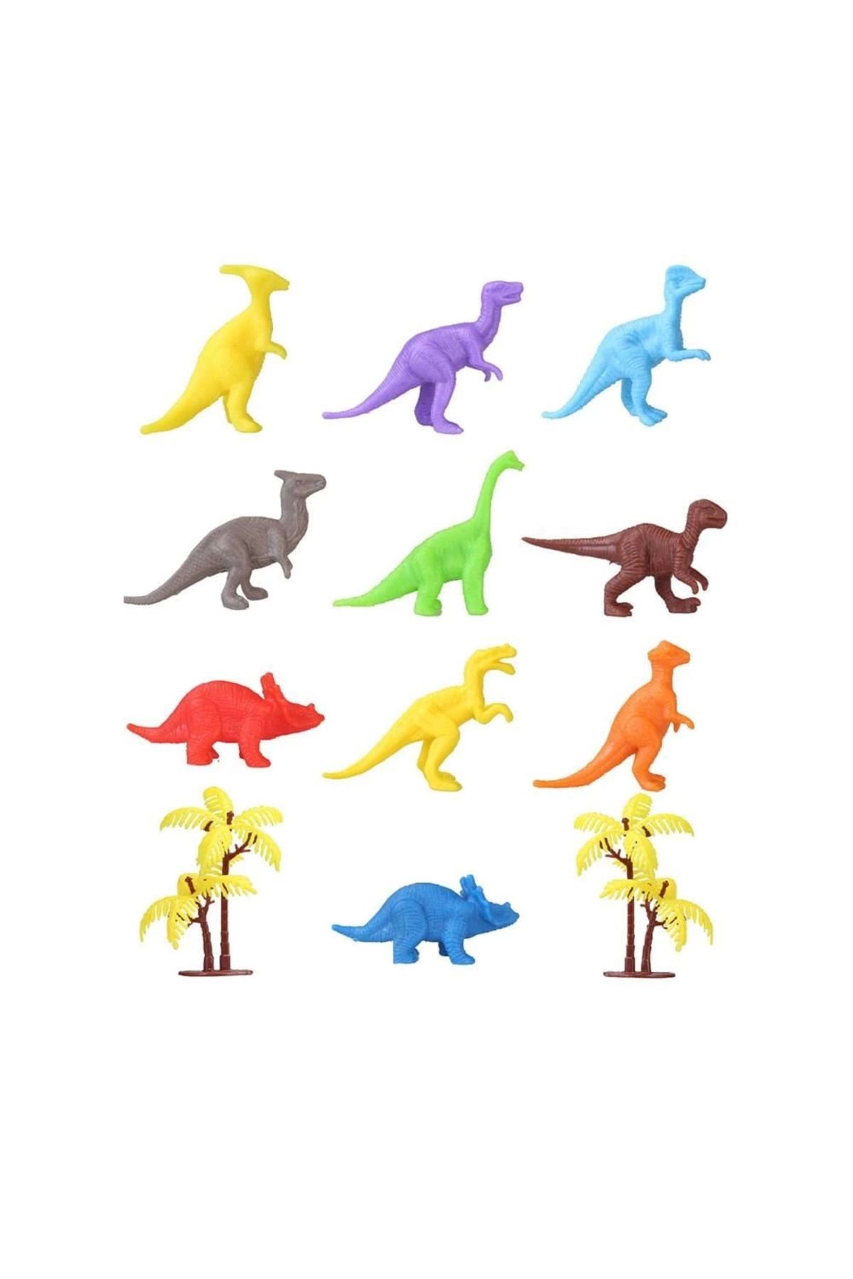 Heez 683 Toy Play 12 Parça Renkli Mini Dinozor Figür Seti 4-6 cm