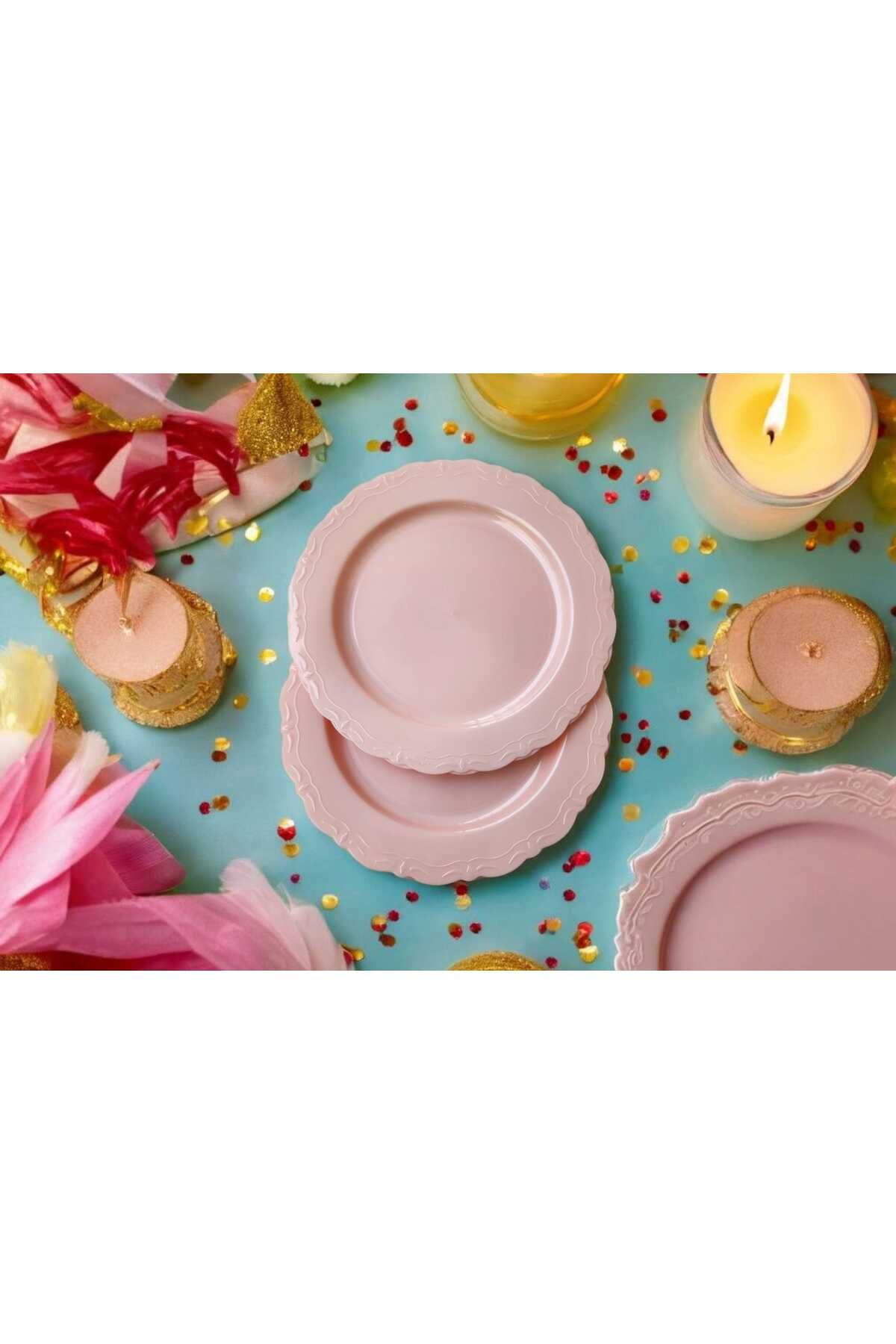Evinizin Yardımcısı Mika Tabak& Parti Tabak&parti Mika Tabak & PUDRA PEMBE 19 cm 6 adet
