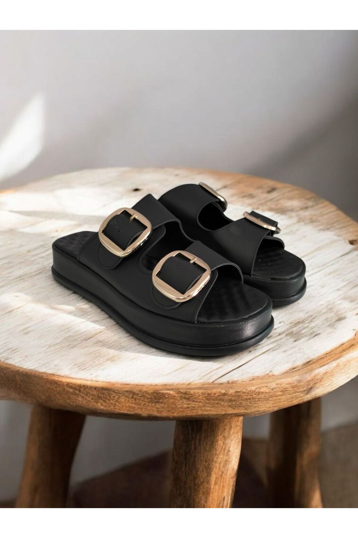 Shoes Kemerli siyah mat terlik
