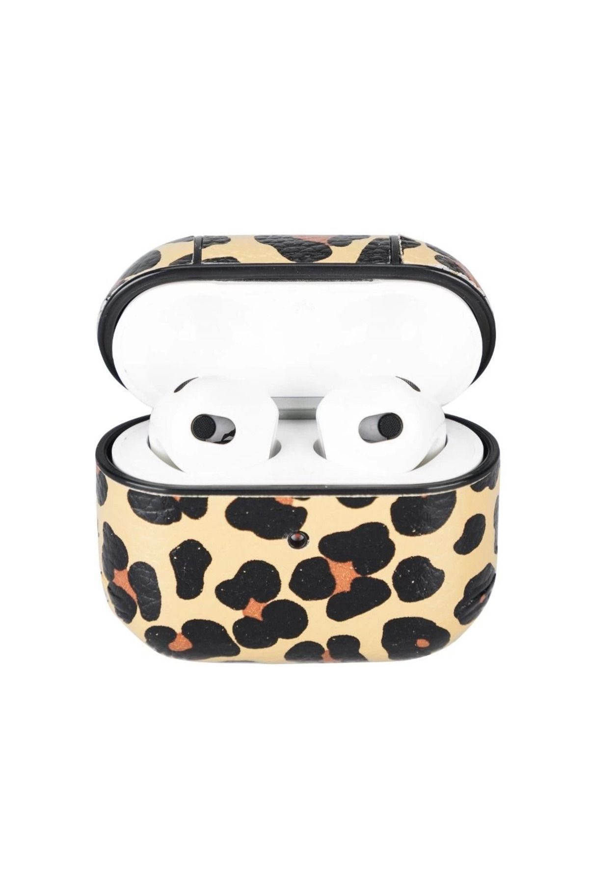 Angoravi Apple AirPods 3.nesil Uyumlu Deri Kılıf Juni LEO-NE Leopar