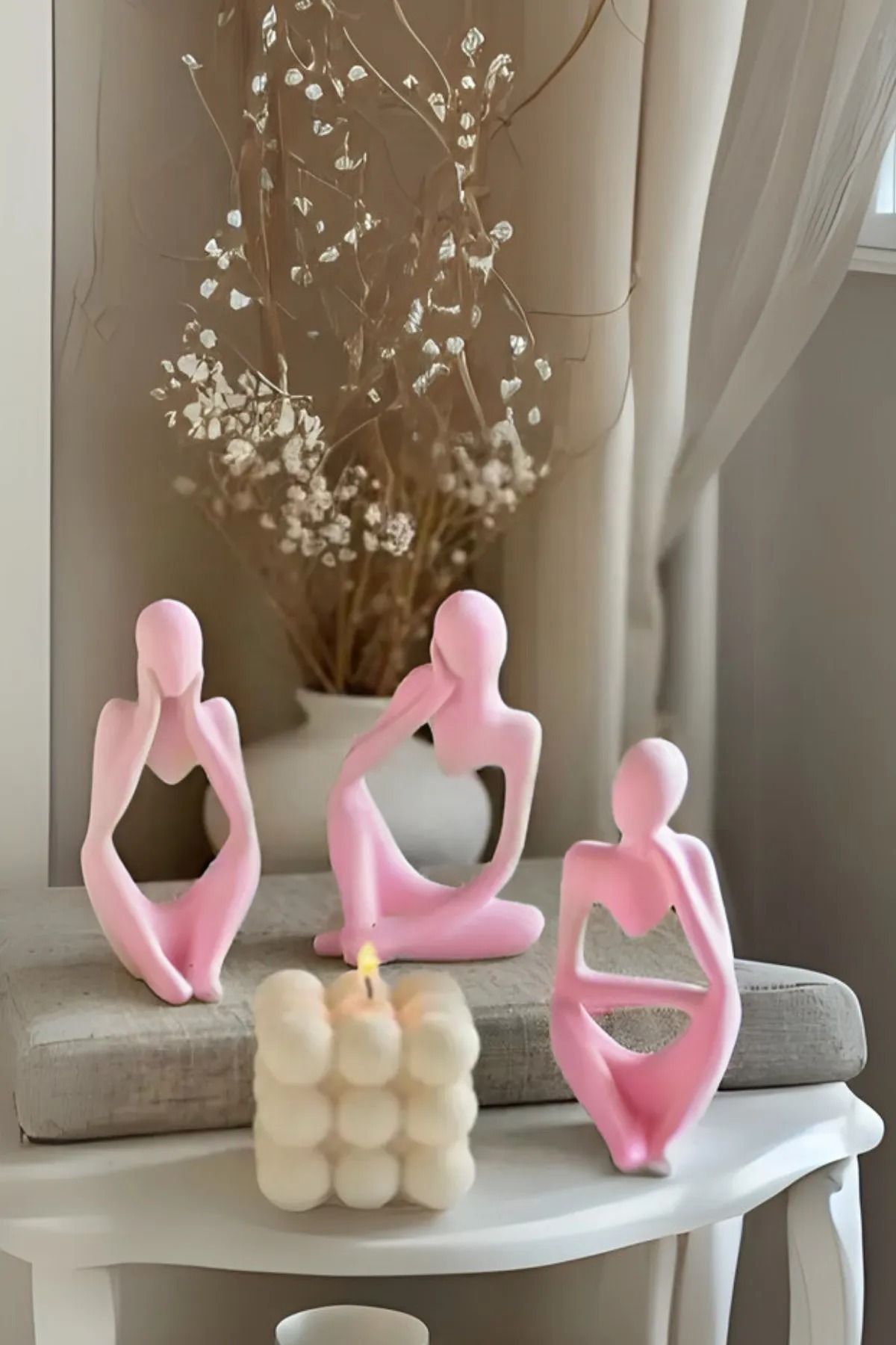 rufhomedesign 3 lü Soyut Düşünen Adam Heykel Biblo Obje Hediyelik Masa Süsü Salon Aksesuarı