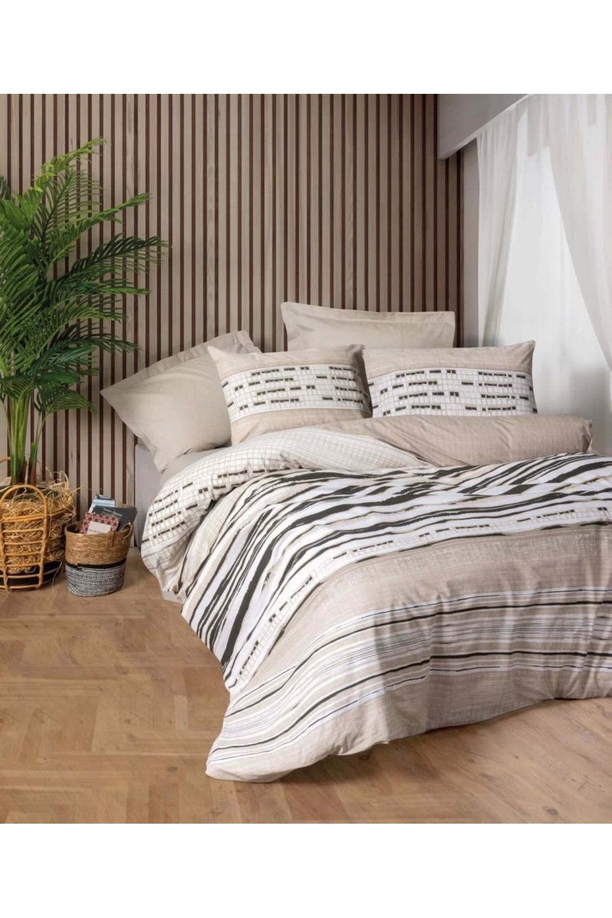 Angoravi Cotton Box Line Tek Kişilik Nevresim Takımı Perry Bej