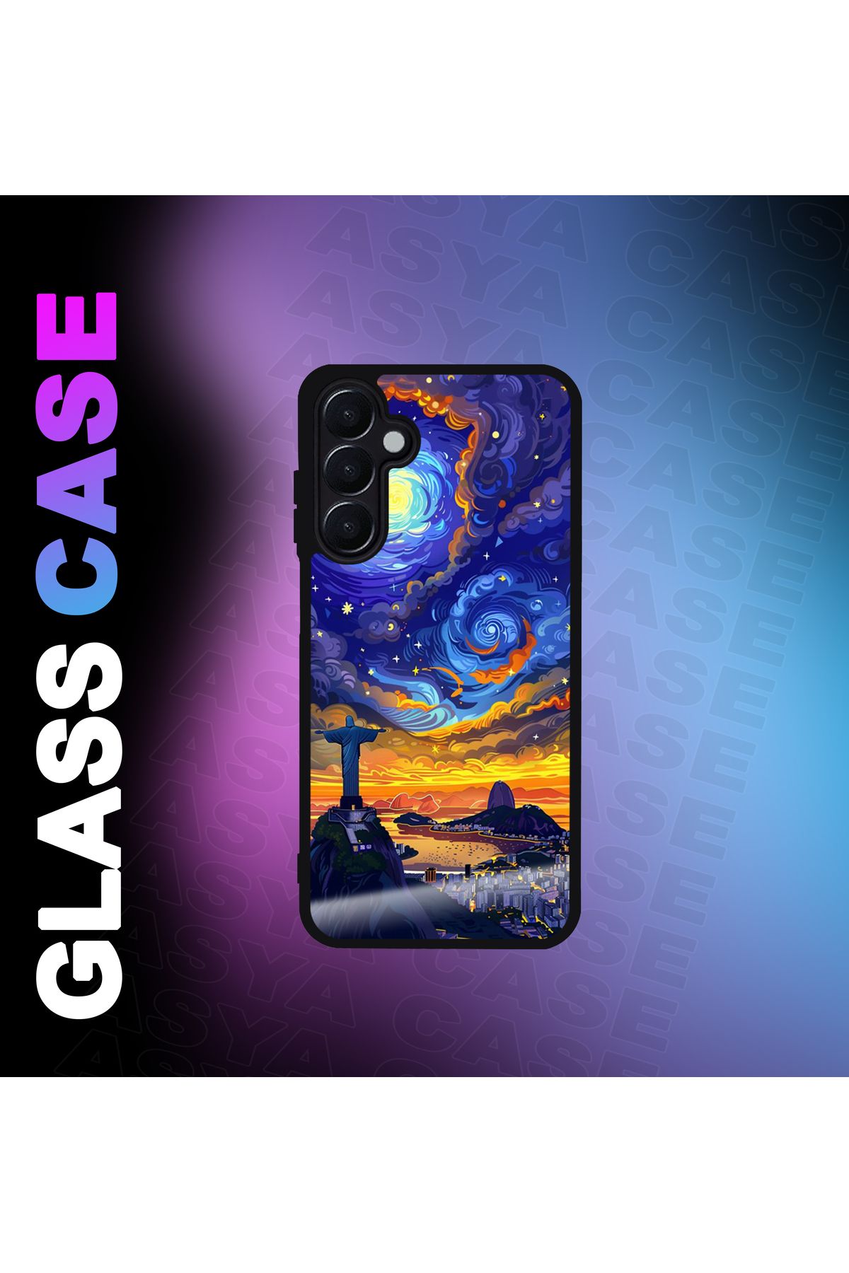 Asya Case Samsung Galaxy A35 5G Kılıf Rio de Janeiro Baskılı Telefon Kapağı Siyah Silikon Arka Kapak Koruyucu