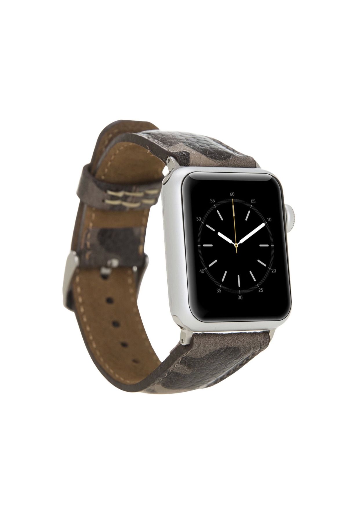Angoravi Apple Watch Uyumlu Deri Kordon 42-44-45mm Kamuflaj Bej